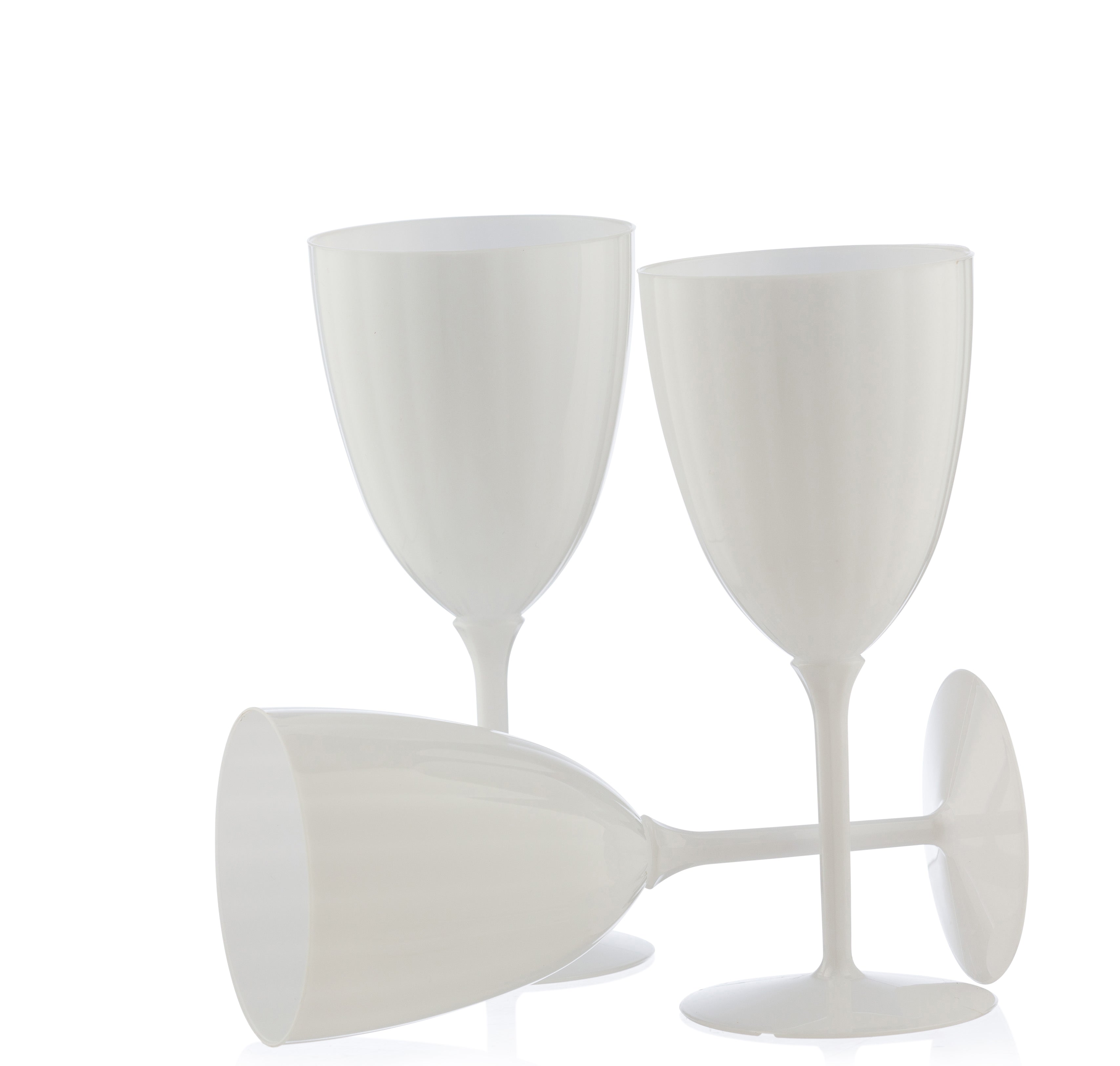 7 Oz White Plastic Disposable Wine Goblet - 8 Pack Bulk Cups for Parties, Weddings, Picnics & Outdoor Events
