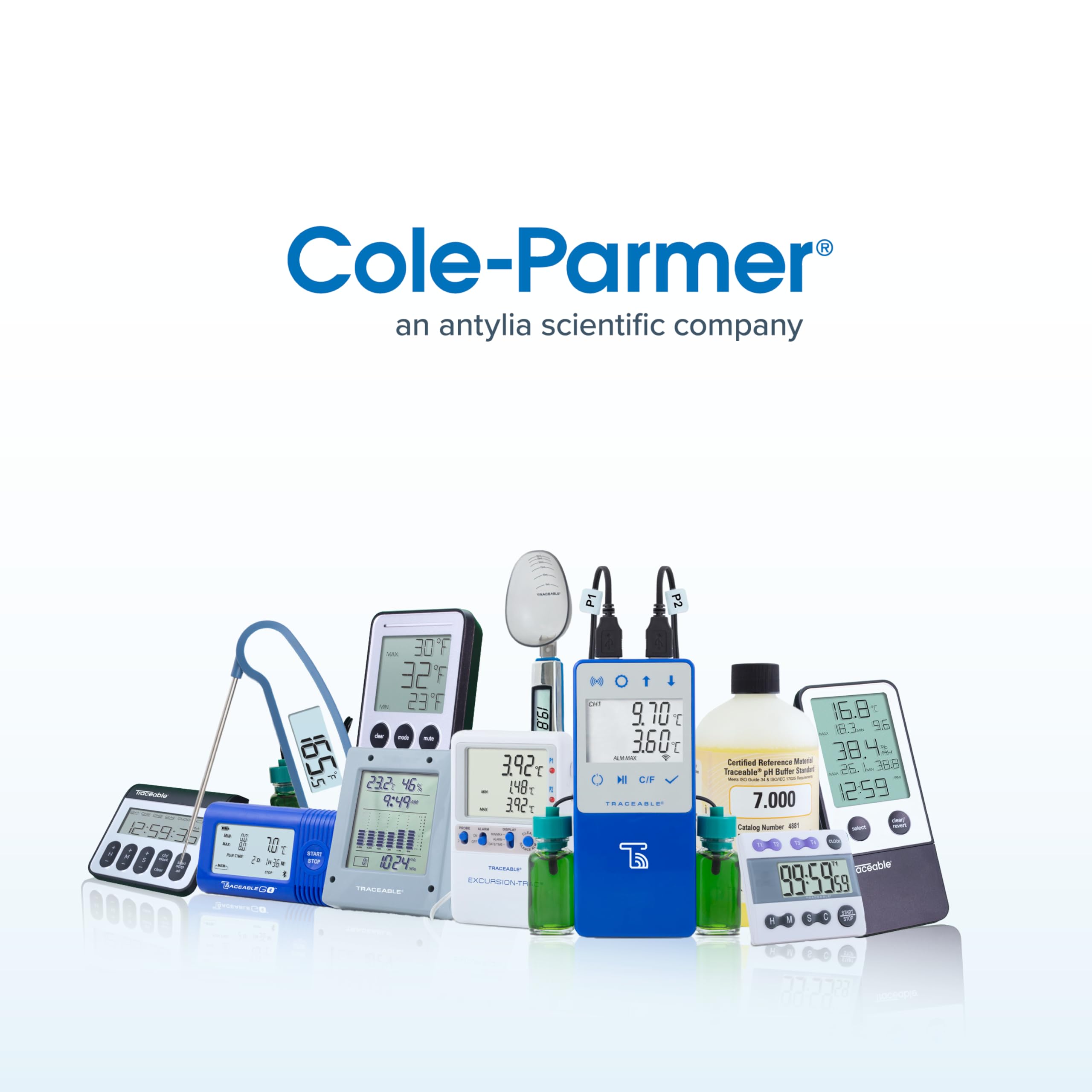 Cole-Parmer Dual Channel Flashing LED Big-Digit Timer - High Visibility Countdown/Count-Up Timer for Labs, Classrooms & Industrial Use