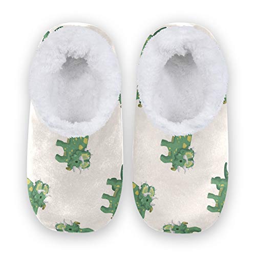 **Women's & Men's Baby Dinosaur Coral Fleece House Slippers - Cozy Indoor Shoes for Home, US Size 11-12 - Perfect for Winter Comfort & Relaxation**