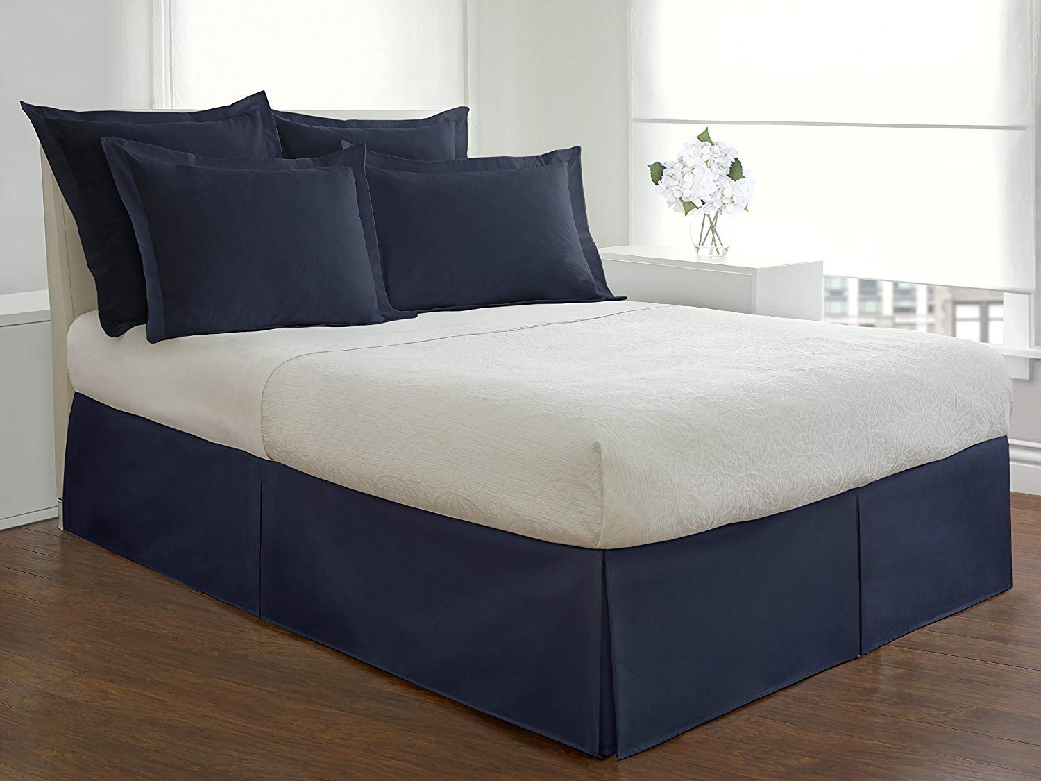 Premium European Navy Tailored Sham for Bed Maker - Elegant Bedroom Decor & Luxury Bedding Accessory for Home Styling