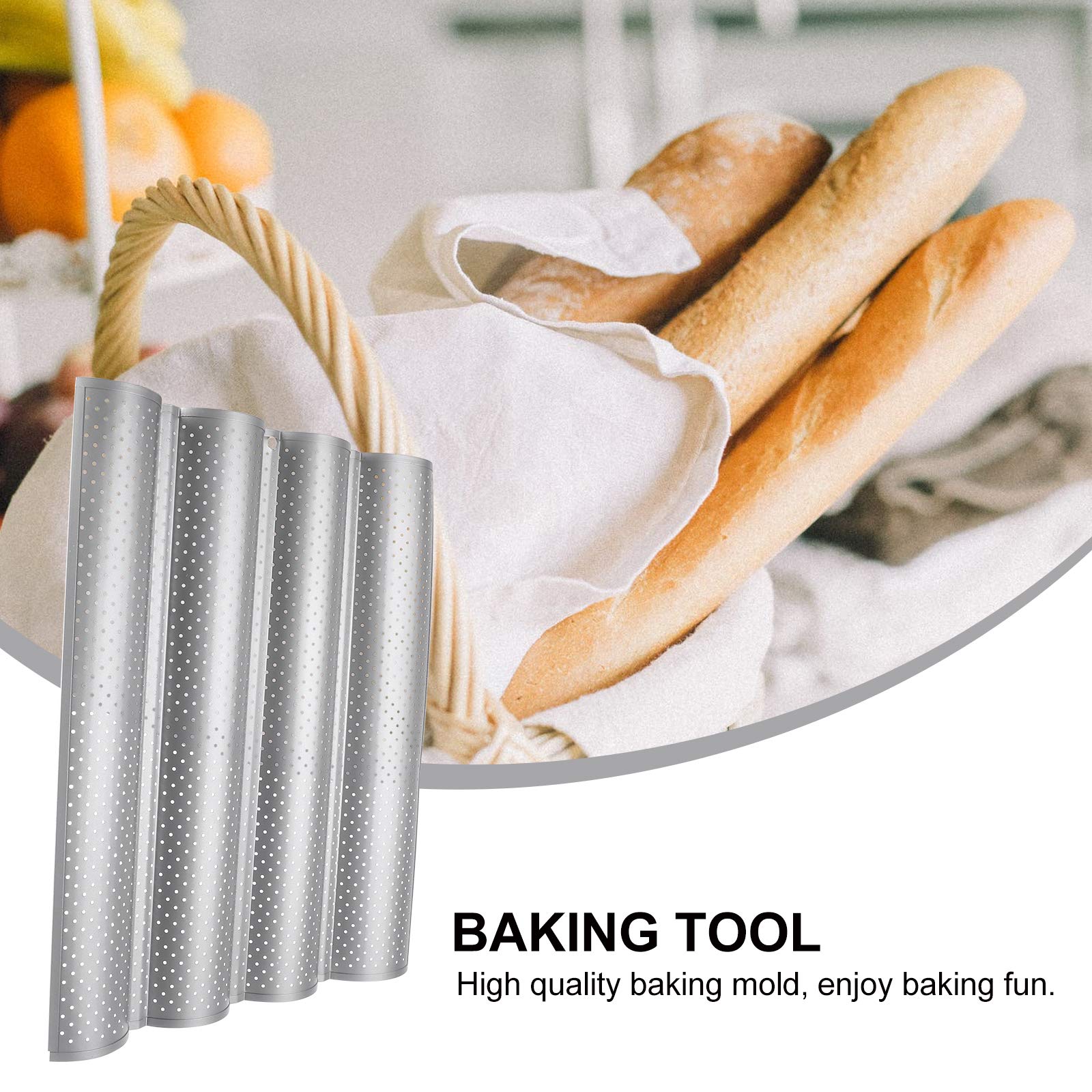 UPKOCH Nonstick Perforated French Bread Baking Pan Set - 4 Gutter Oven Toaster Tray for Perfect Homemade Baguettes & Artisan Breads | Ideal for Home Baking, Restaurants & Bakeries