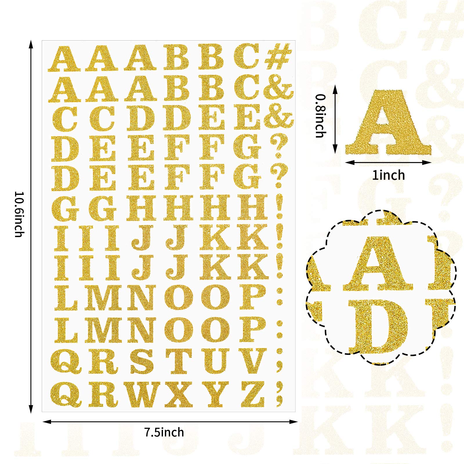 688 Pieces Iron on Letters 0.75 Inch Tall - Gold Glitter Heat Transfer Vinyl Letters for DIY Clothing, T-Shirts, Bags & Crafts - PU Alphabet Appliques for Custom Designs & Home Decor