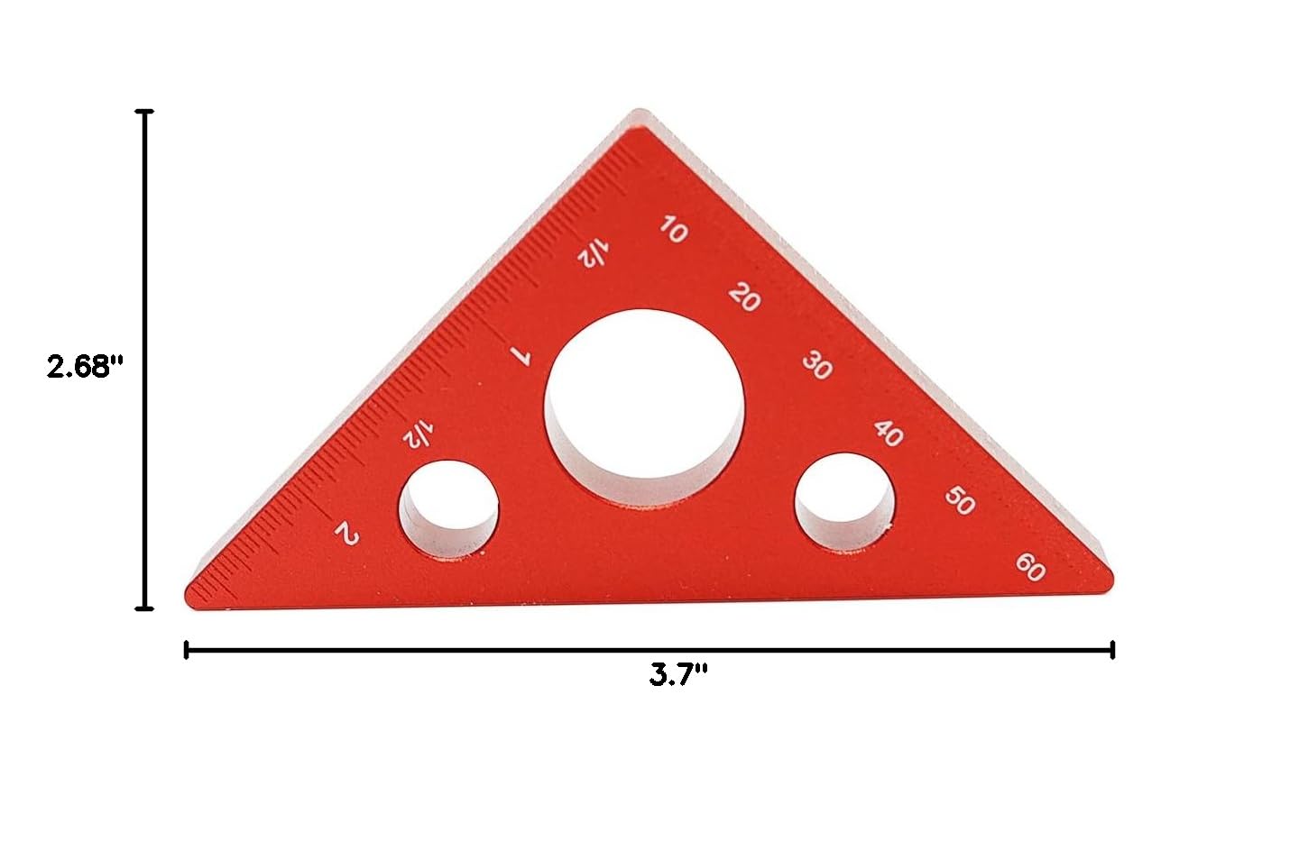 45 Degree Aluminum Alloy Triangle Ruler - 65mm Woodworking Measuring Tool for DIY Projects, Height Gauge (Red) - Perfect for Carpentry, Engineering, and Craft Measurements