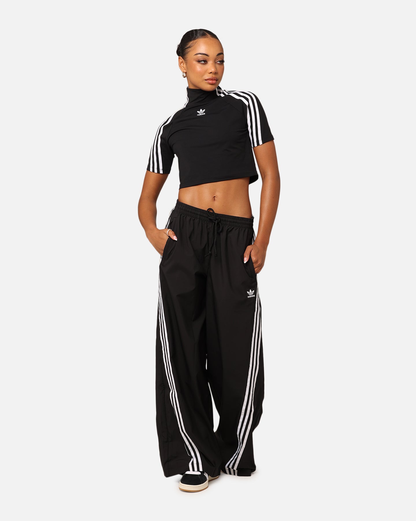 Adidas Women's Adilenium Oversized Track Pants - Black Athletic Joggers for Running, Lounge & Streetwear Fashion