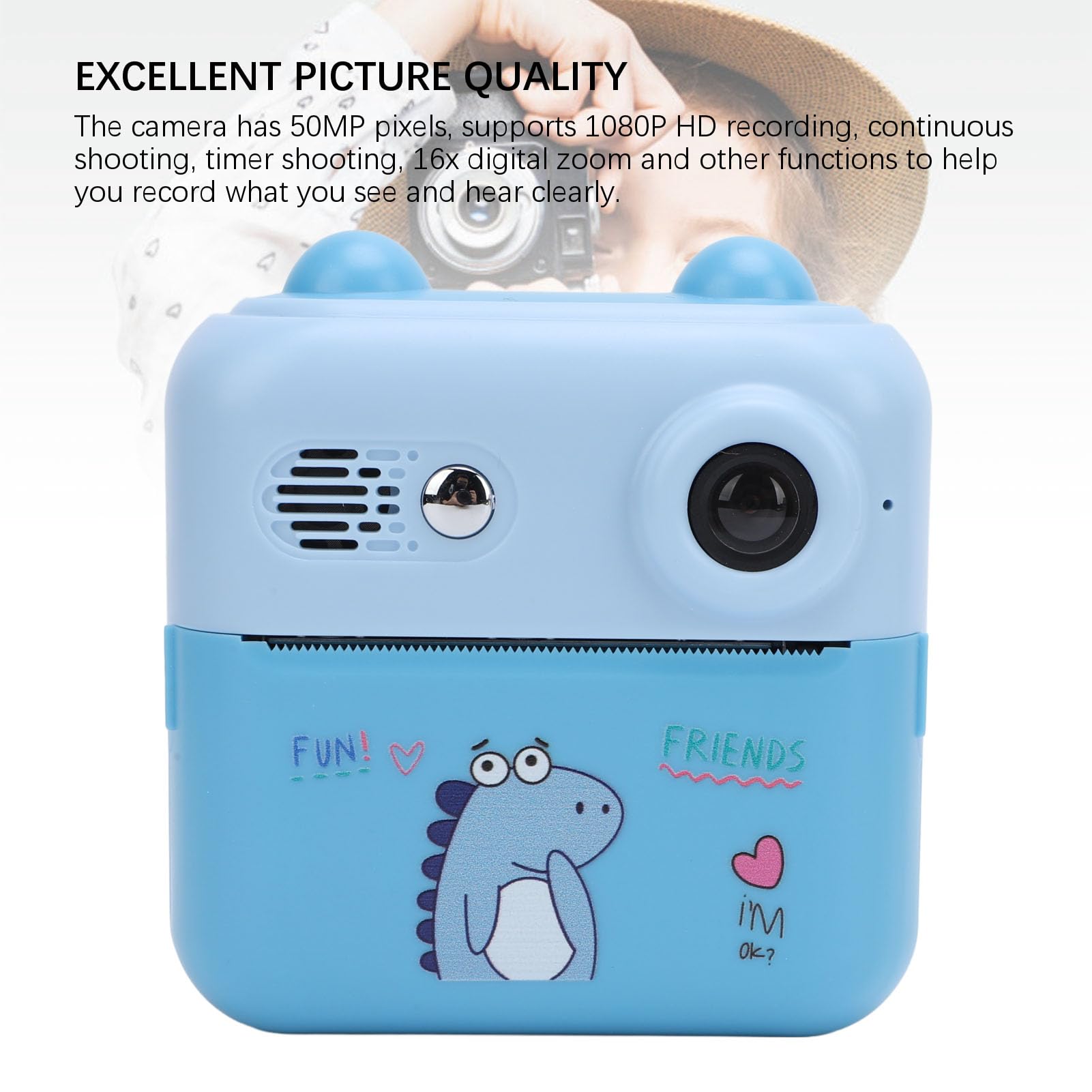 50MP Instant Print Camera for Kids - 1080P HD Video, 16x Digital Zoom, 2.4