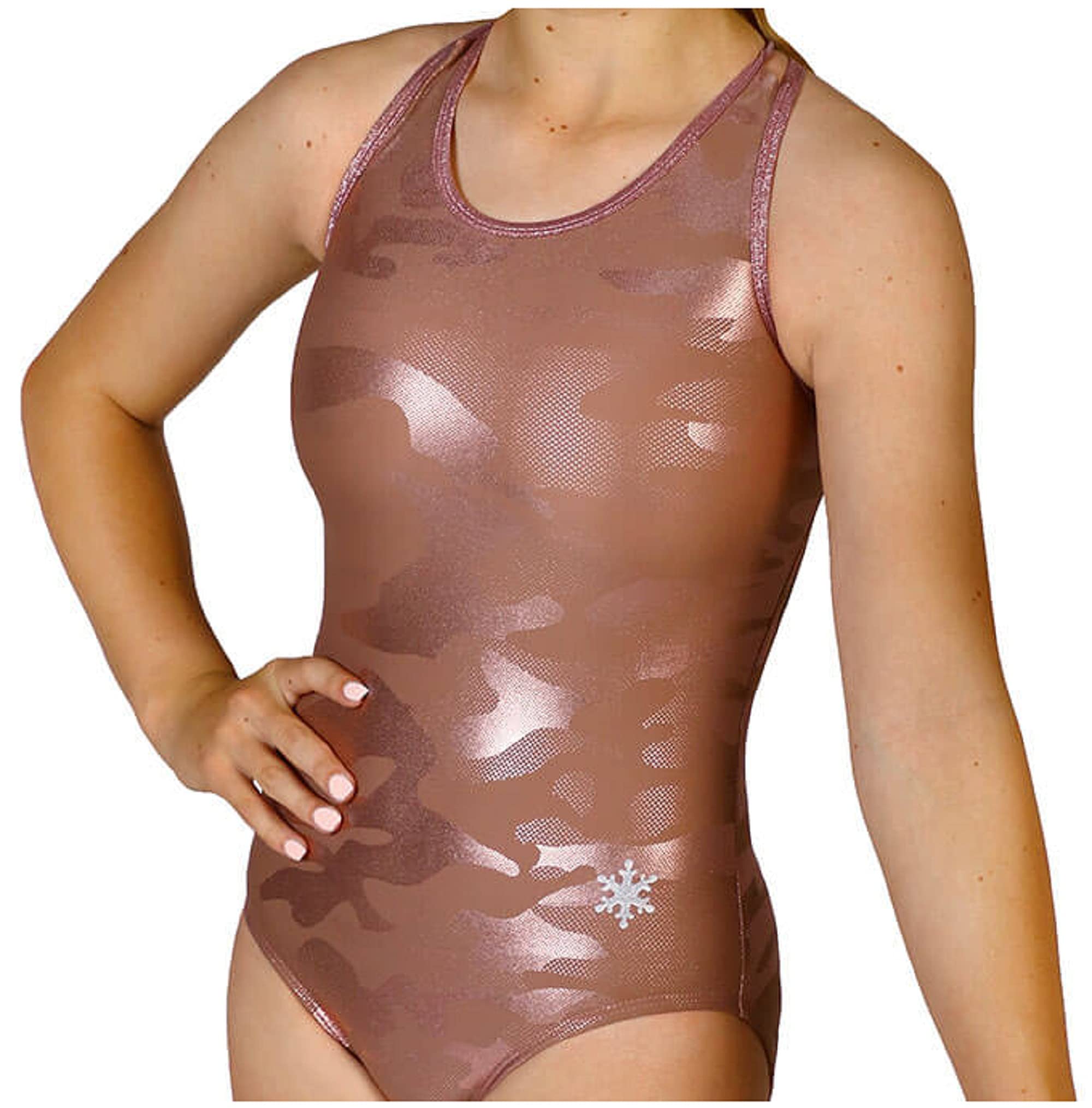 Dynamo Camouflage Gymnastics Leotards for Girls - Blush or Navy - Perfect for Ballet, Dance Practice & Gymnastics Competitions