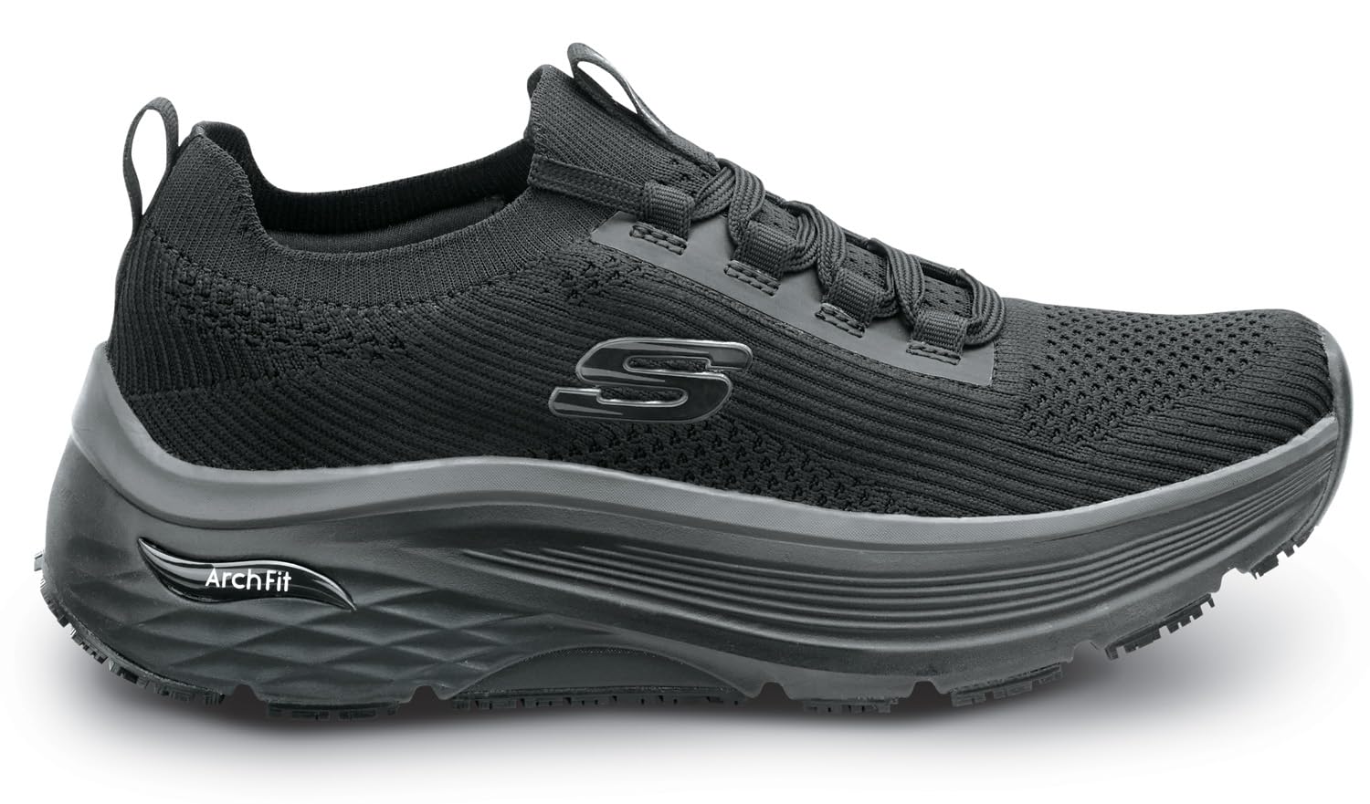 Skechers Work Addison Women's Arch Fit Black Soft Toe Slip Resistant Work Shoes - EH Rated Low Athletic Shoes for Nurses, Waitresses & Healthcare Professionals