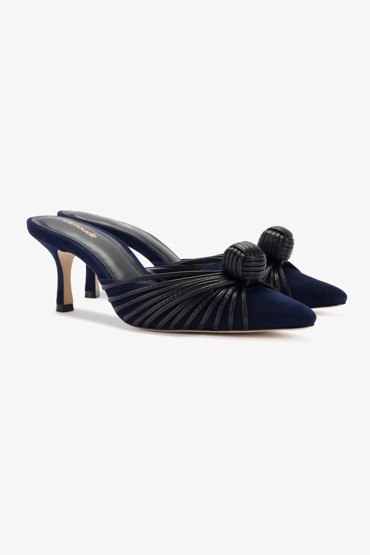 Valerie Mini Pump Shoes in Navy Suede & Black Leather - Elegant Women's Heels for Work, Party & Special Occasions