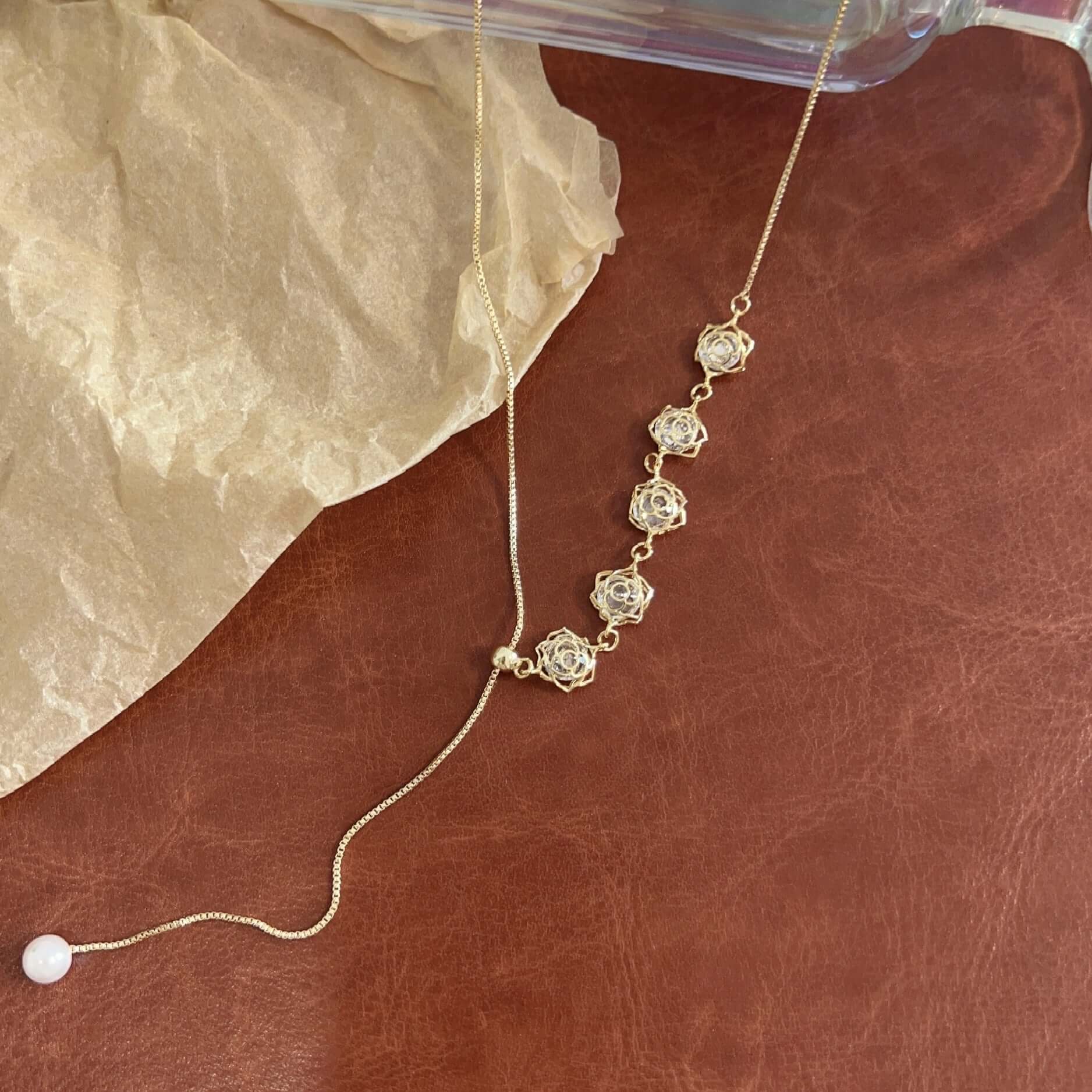 Elegant Pearl Flower Lariat Y Necklace for Women | 18K Gold Plated Bridal Jewelry Gift | Perfect for Weddings, Parties & Special Occasions - HN2449
