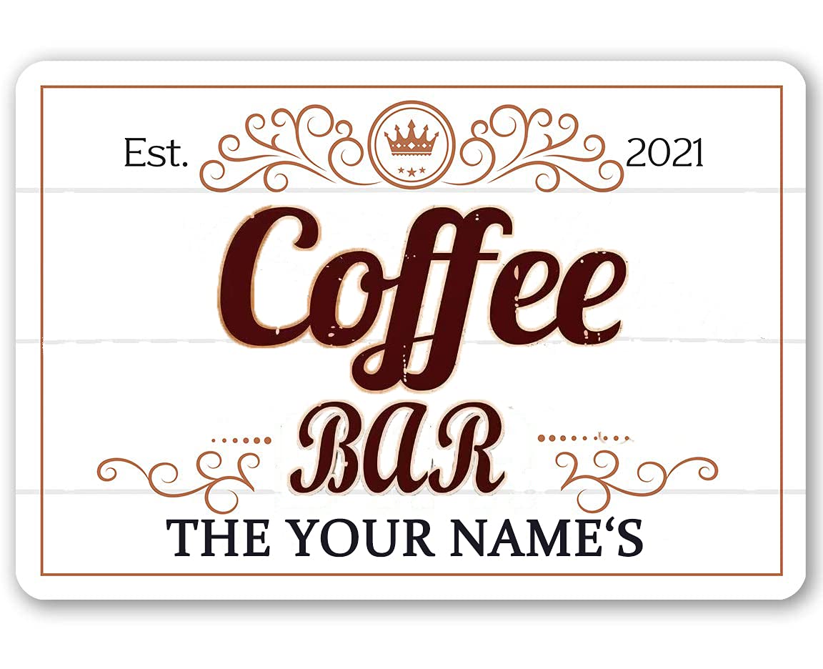 Personalized Coffee Bar Wood Sign - Custom Wooden Coffee Sign for Home Kitchen & Bar Decor - Perfect for Coffee Shops, Cafes, and DIY Home Decor