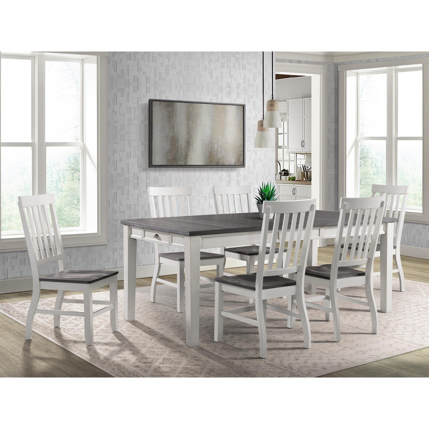 Picket House Furnishings Jamison Two Tone Side Chair in White (Set of 2) - Modern Dining Room Chairs for Kitchen, Breakfast Nook & Small Space Decor