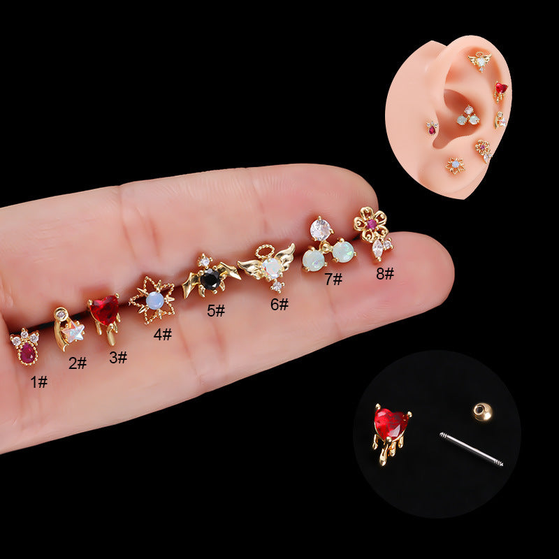 20G Cartilage Tiny Stud Earrings - Star & Bat Design Hypoallergenic Piercing Jewelry for Women | Perfect for Daily Wear, Parties & Gifts