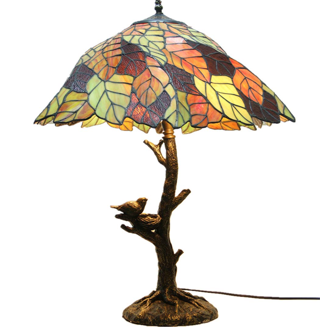 20 Inch Tiffany Style Table Lamps - Handcrafted Stained Glass Floor Lamp with Antique Resin Base for Reading, Living Room, Bedroom & Hotel Decor | Vintage Home Lighting for Cozy Ambiance & Elegant Interior Design