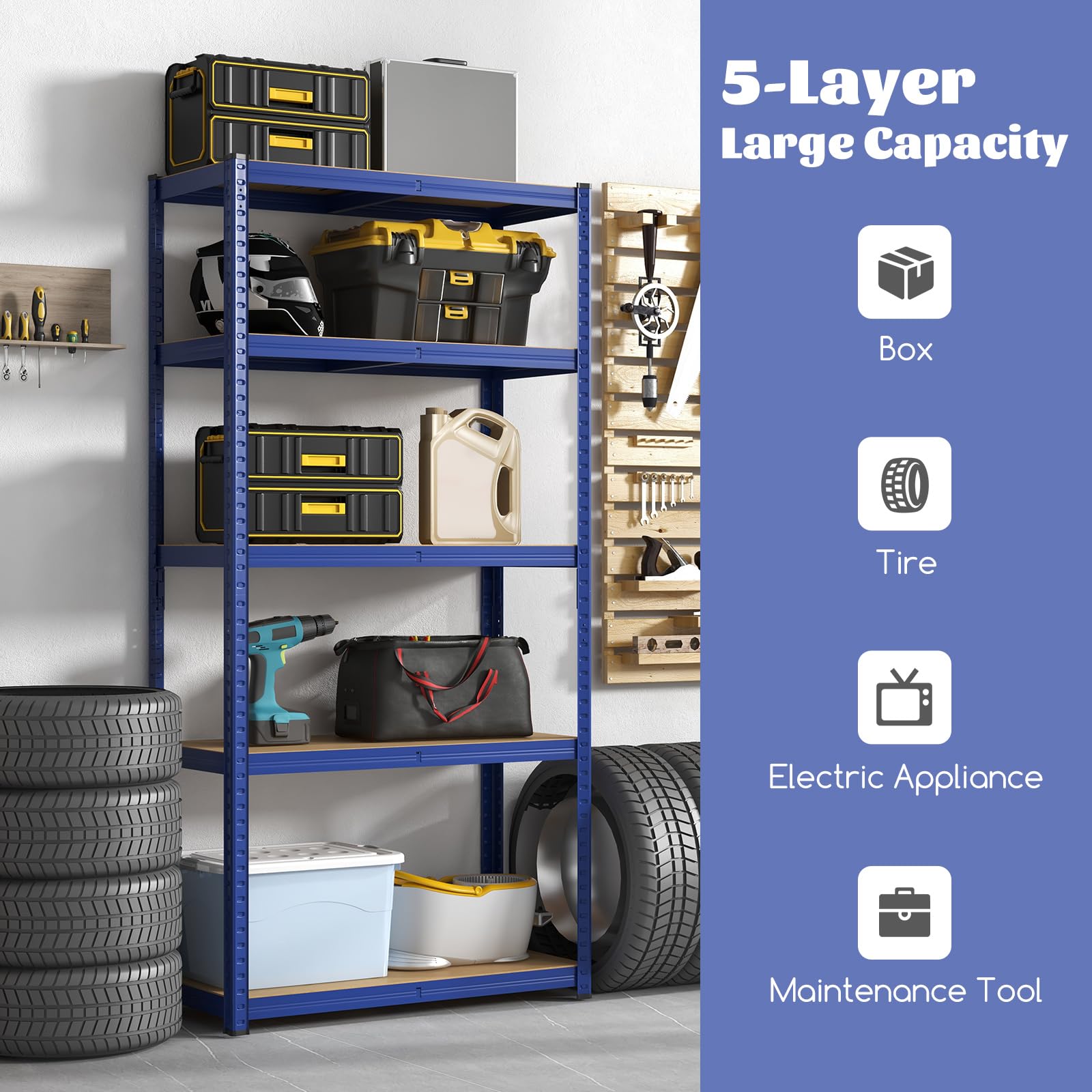 Giantex 5-Tier Heavy Duty Metal Storage Shelves - Adjustable Height Garage Shelving Unit with Anti-Tipping Design, 2000 lbs Capacity - Perfect for Shop, Kitchen, Garage, Warehouse & Office Organization