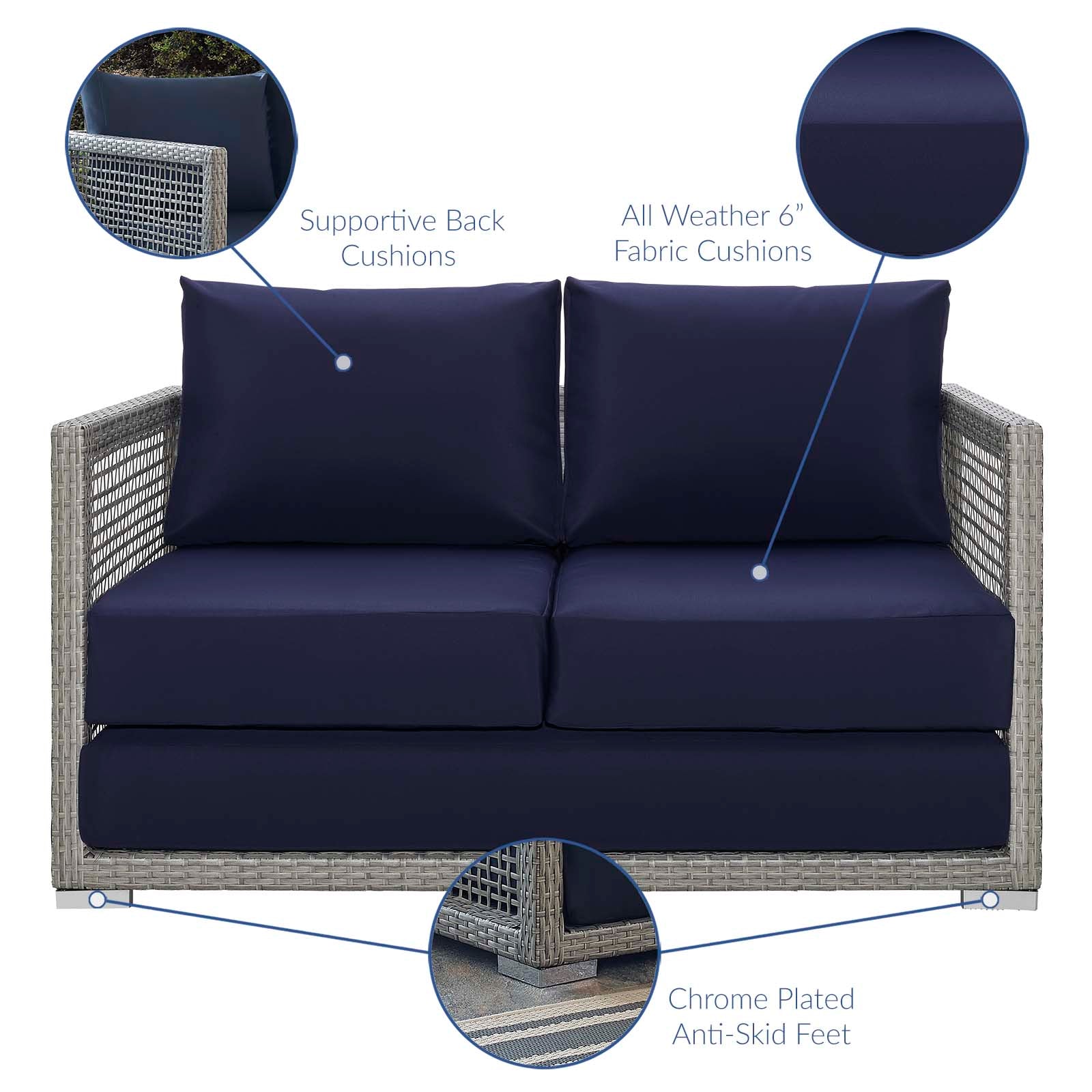 Aura 4-Piece Outdoor Patio Furniture Set - Wicker Rattan Sofa & Chairs for Garden, Backyard, Poolside or Balcony Relaxation
