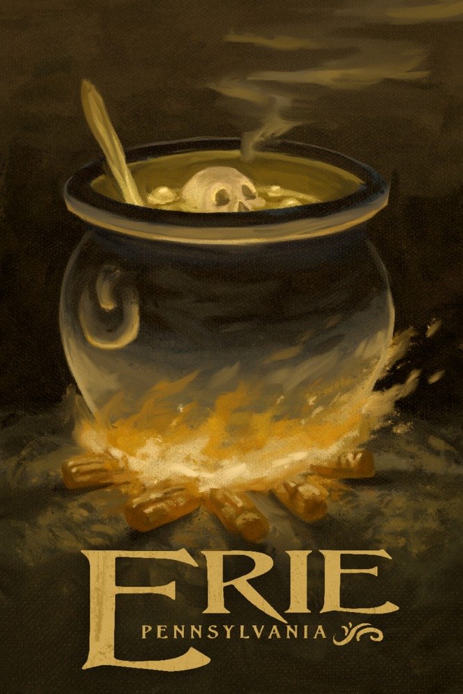Eerie Halloween Cauldron Oil Painting - 24x36 Signed Art Print, Gothic Wall Decor Poster - Perfect for Spooky Home Decor & Halloween Party Themes