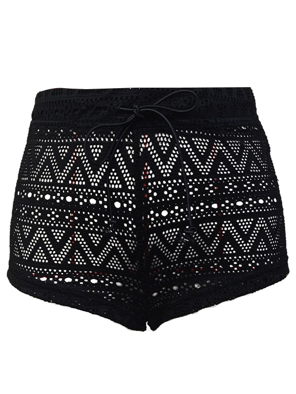 ZASUWA Women's Sexy Lace Up Fishnet Hollow Out Beach Shorts - Perfect for Summer Vacation, Pool Party & Nightclub Outfits