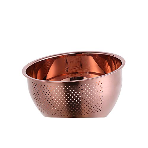 Premium Stainless Steel 3-in-1 Rice Washing Bowl with Side Drainers - Versatile Kitchen Colander & Strainer for Rice, Vegetables, Fruits (Rose Gold) | Ideal for Asian Cooking, Meal Prep & Healthy Eating