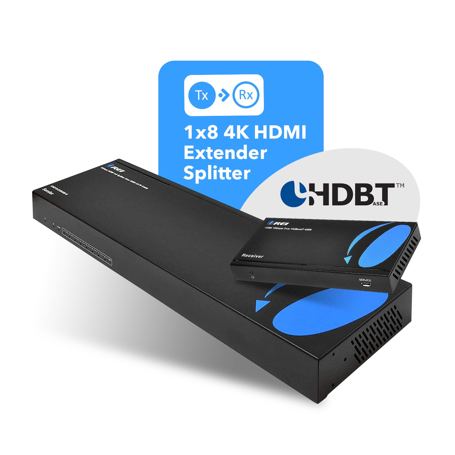4K HDMI Extender Splitter 1x8 Over Cat6 Cable Up to 400ft - PoC Powered, IR Control, EDID Management (UHD18 EXB400 K) for Home Theater, Conference Room & Multi-Screen Display Setup