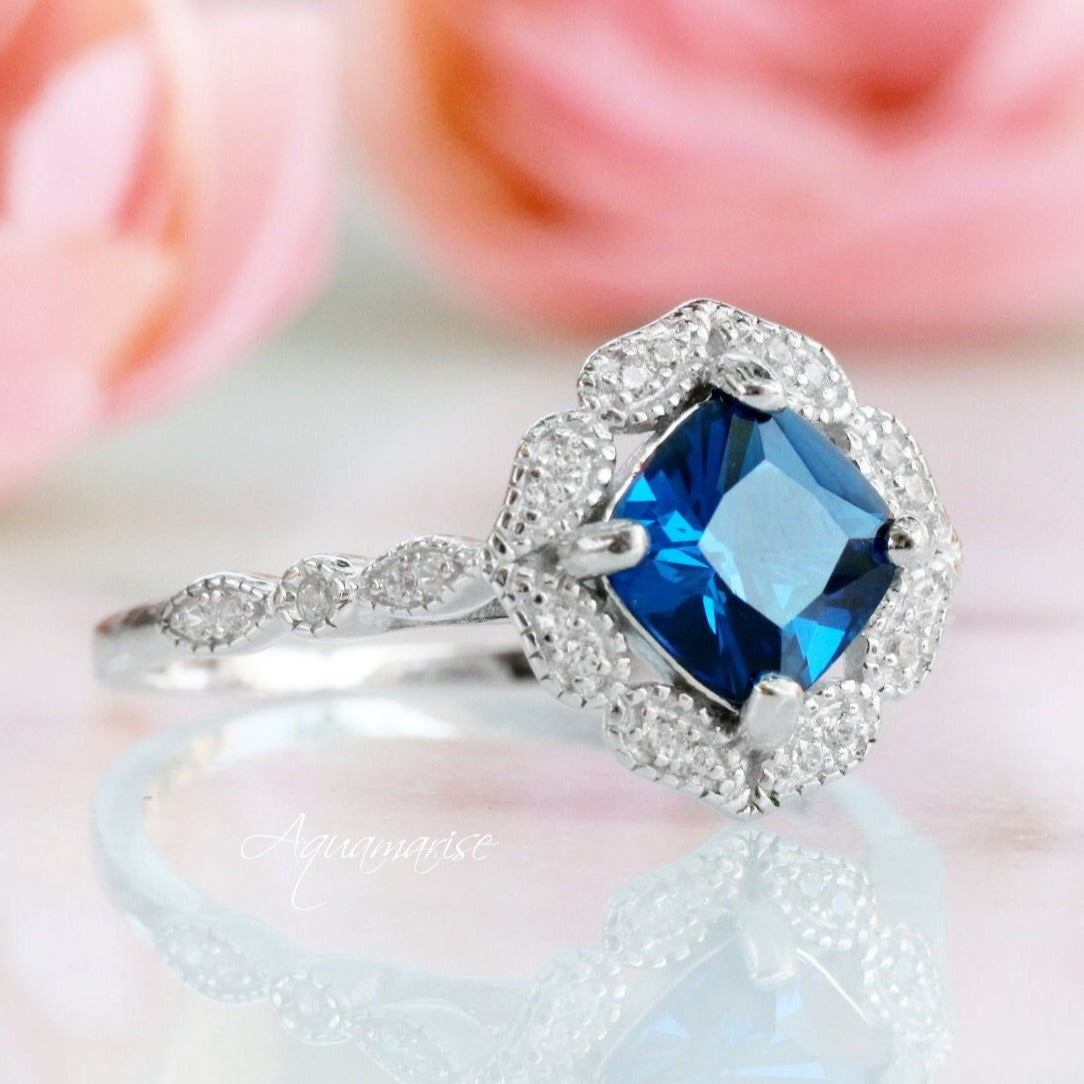 Luxury Sapphire Ring for Women - Sterling Silver 925, Elegant Blue Gemstone Jewelry for Engagement, Anniversary & Special Occasions