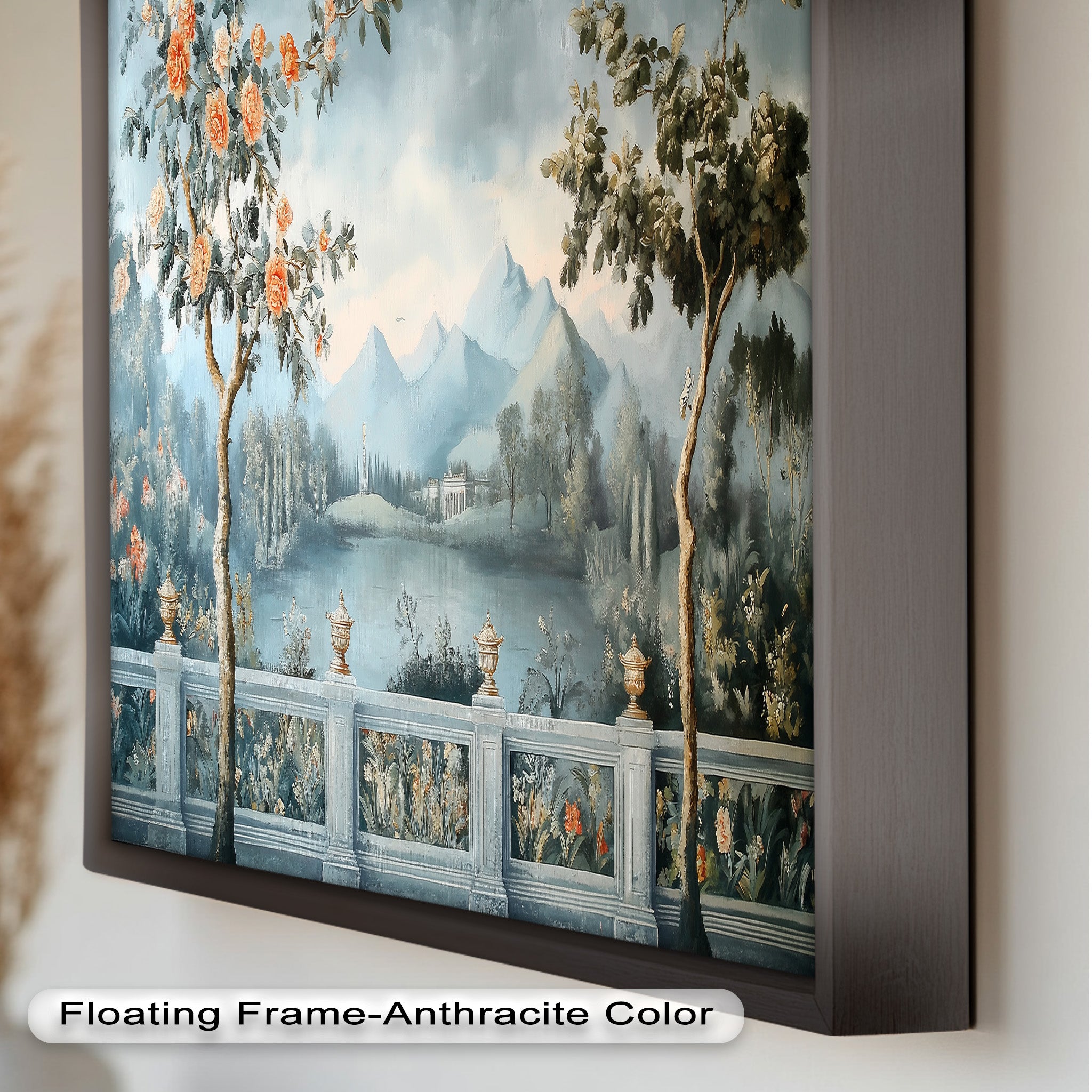 Elegant Aristocratic Garden View Landscape Oil Painting - Handmade Canvas Art for Home Decor, Living Room, Office & Gift