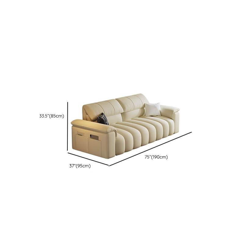 Minimalist Modern 4/5/2 Seater Chalk Sofa with Arms, 2 Pillows & Storage - Stain Resistant Fabric - Perfect for Living Room, Lounge & Small Spaces