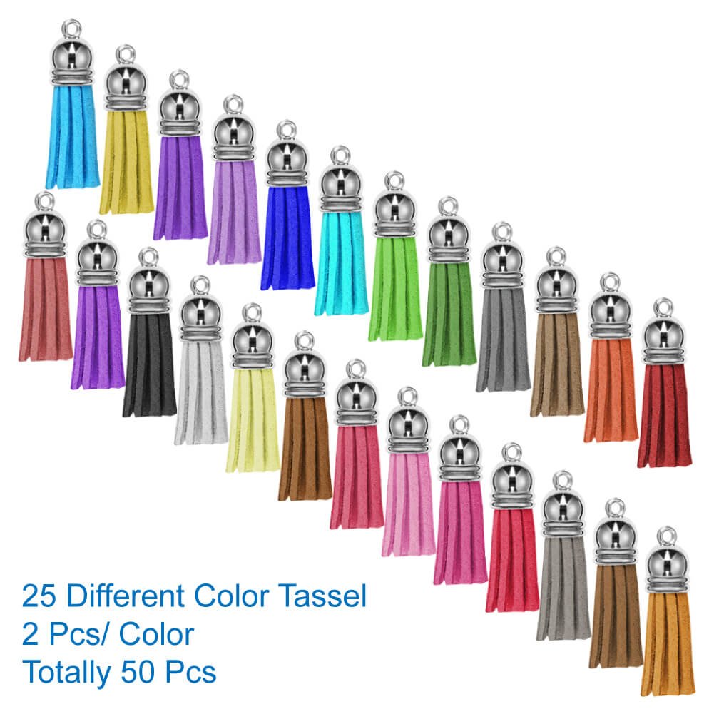 100Pcs Bulk Key Chain Rings with Chains & Tassel Pendants - DIY Keychain Making, Jewelry Craft Supplies for Gifts, Party Favors & Home Decor Accessories