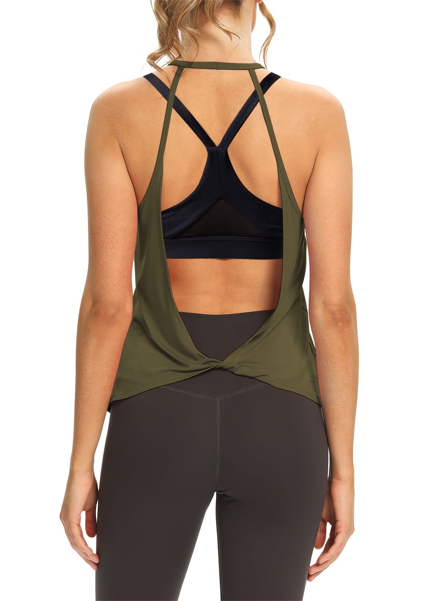 Mippo Women's Open Back Workout Tops - Sleeveless Halter Gym Athletic Tank Tops - Loose Fit Yoga & Running Shirts for Women - Perfect for Gym, Yoga, and Outdoor Sports