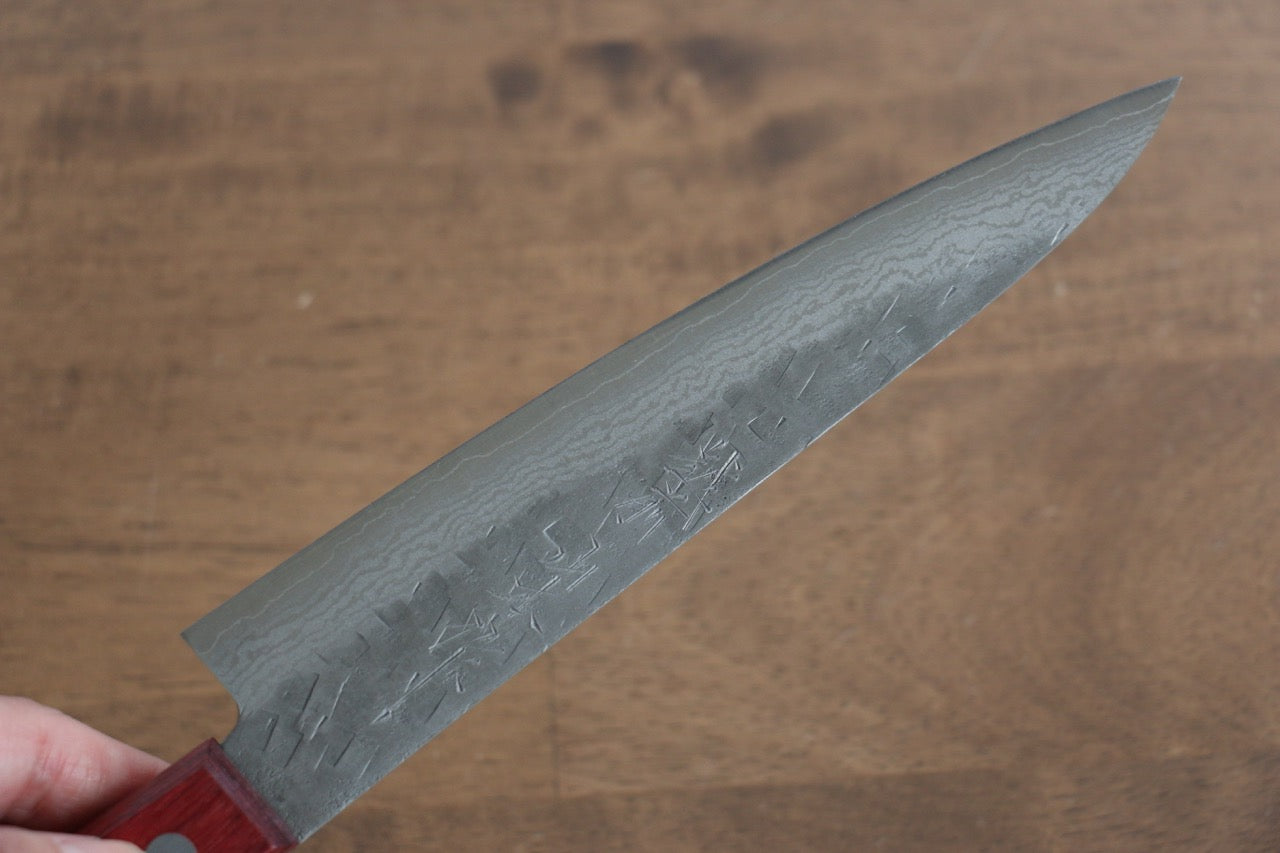 VG10 Hammered Damascus Nashiji Petty Utility Knife 160mm - Japanese Kitchen Knife with Red Pakka Wood Handle - Perfect for Slicing, Chopping & Precision Cutting Fruits, Vegetables & Boneless Meat