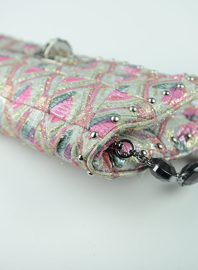 Miu Miu Pink Lurex Fabric Shoulder Bag for Women | Elegant Evening Clutch & Party Purse | Perfect for Date Nights, Weddings, and Special Occasions