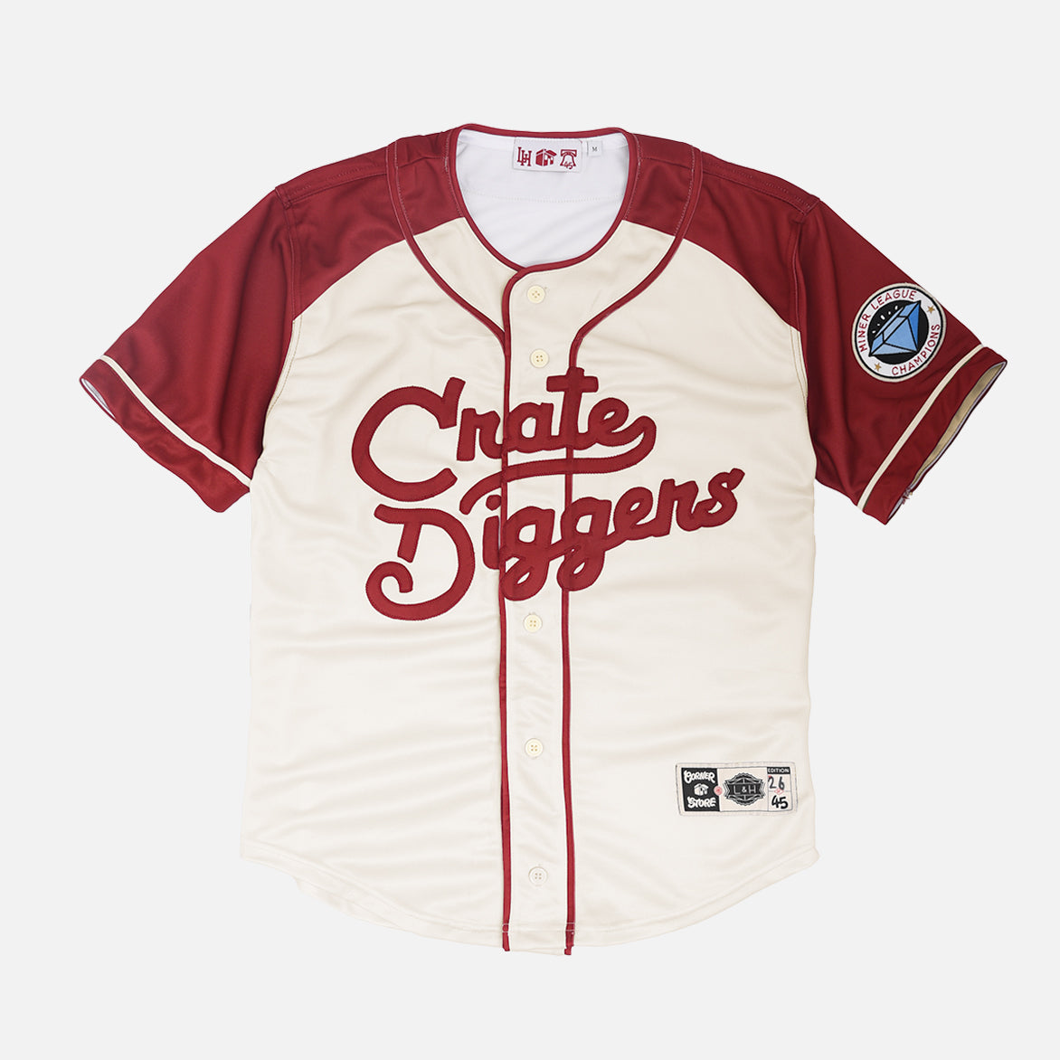 CRATE DIGGERS Philadelphia Vintage Style Baseball Jersey - Cream & Burgundy Colors | Retro Sports Apparel for Men, Streetwear Fashion, Casual Outfits & Game Day Attire