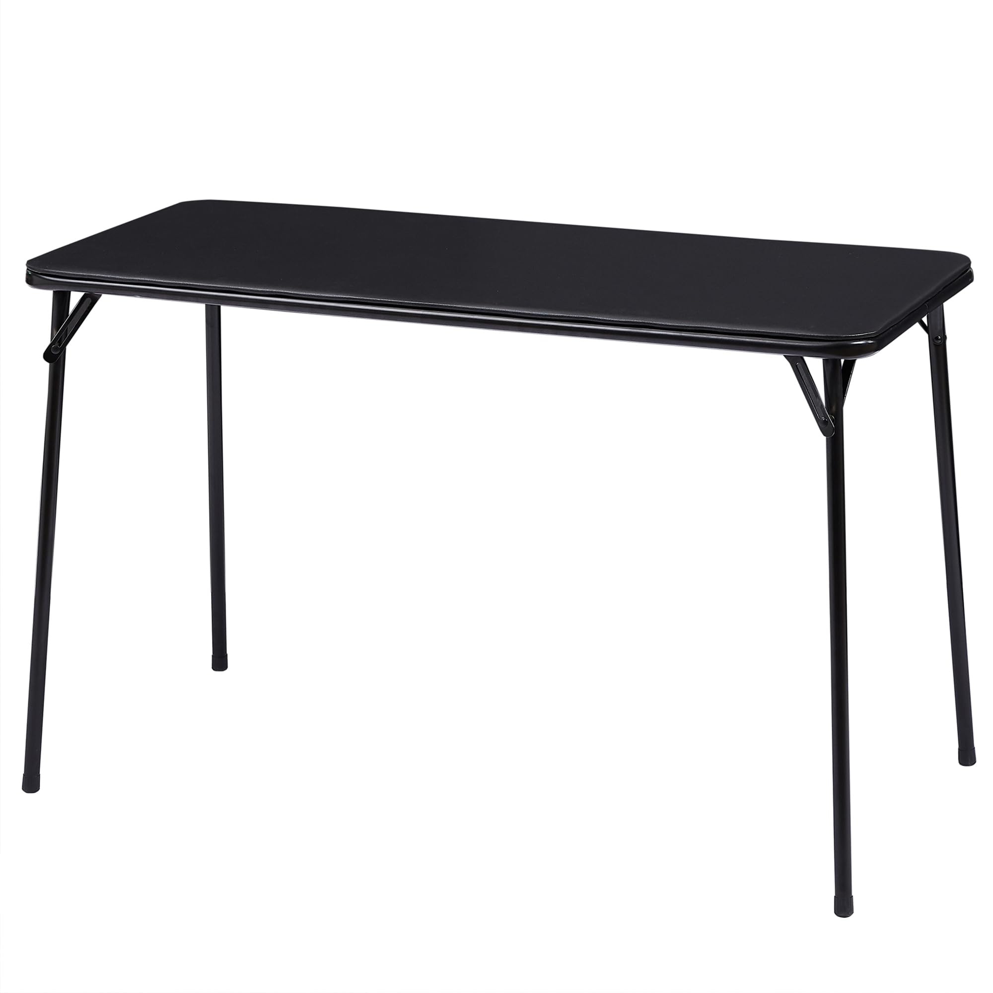 VECELO 47-Inch Folding Table Desk with Collapsible Legs & Vinyl Upholstery - No Assembly Needed, Sturdy Metal Frame in Black - Perfect for Home Office, Dorm Room, Camping & Outdoor Events