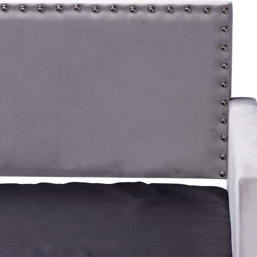 Modern Grey Carver Daybed - Convertible Sofa Bed for Small Spaces, Guest Room & Living Room | Comfortable & Stylish Sleeper Solution for Apartments, Dorms & Home Offices