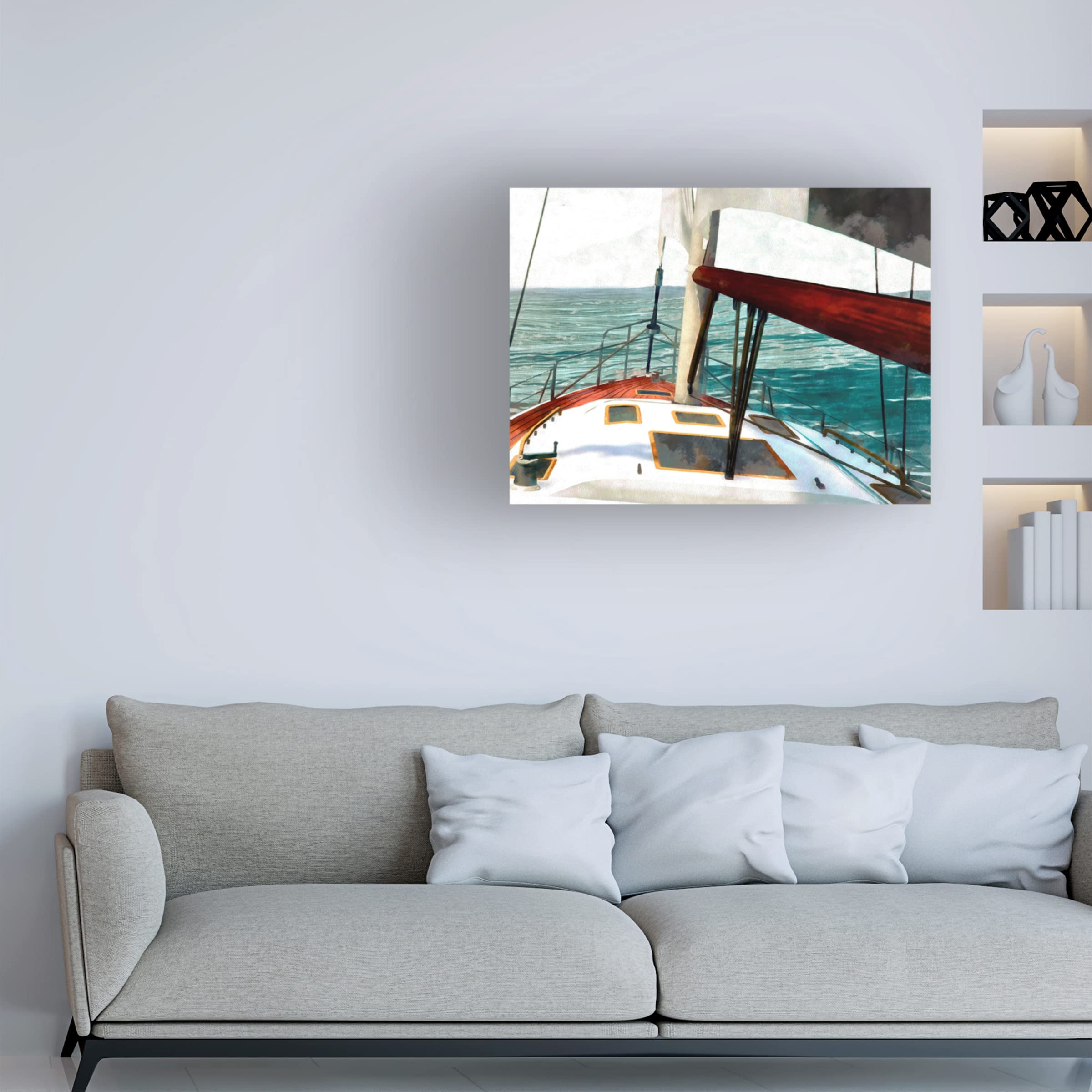 Trademark Fine Art 'Sailing The Seas II' Canvas Wall Art by Alonzo Saunders - Nautical Decor for Living Room, Bedroom & Office