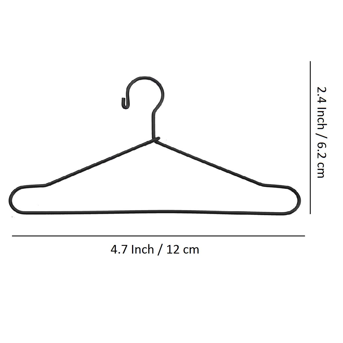 JANOU 10pcs Miniature Dollhouse Clothes Hangers - Small Wire Clothing Rack for Doll Accessories (Black) | Perfect for DIY Dollhouse Decor, Barbie Closet Organizer & Mini Fashion Display