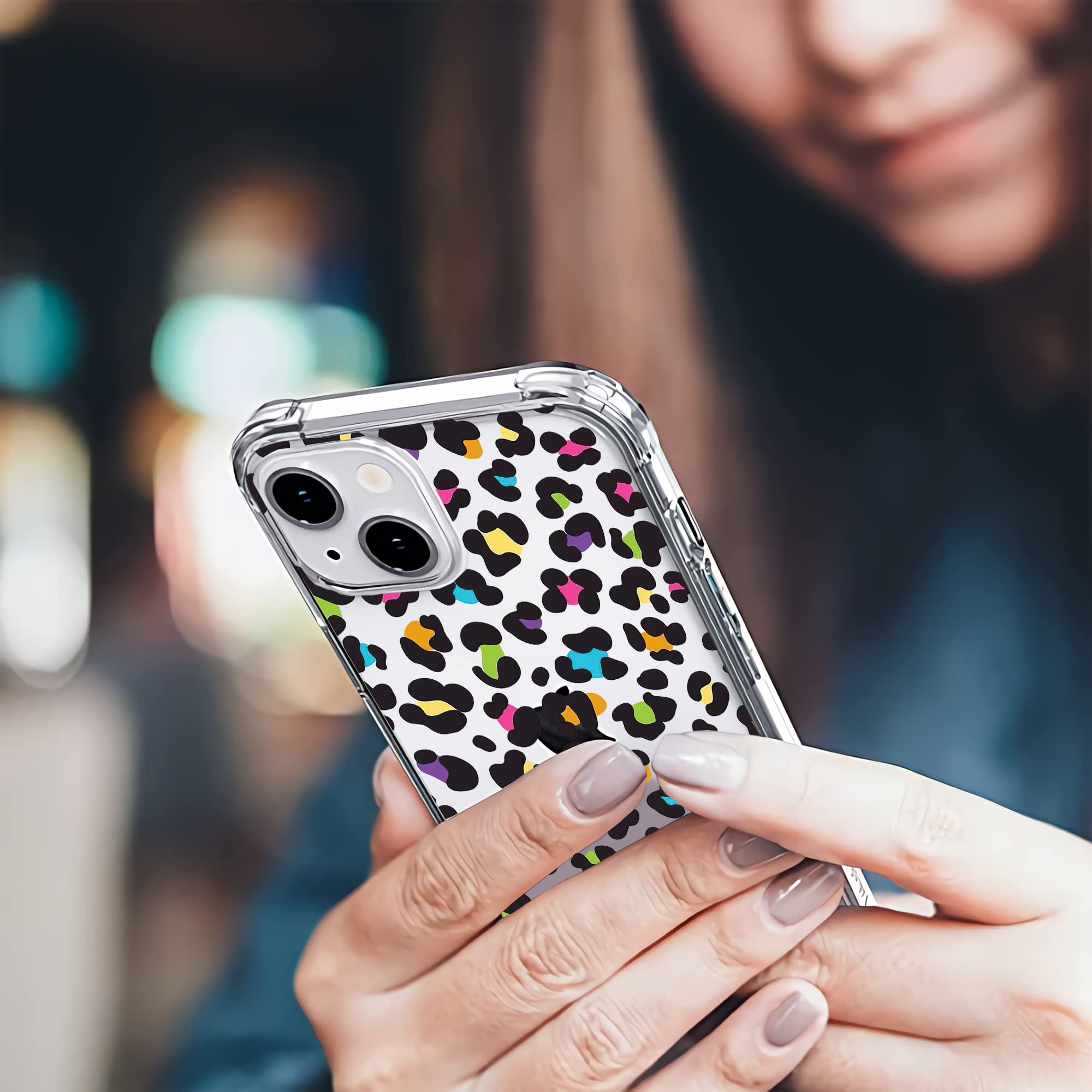 Shockproof Clear iPhone 13 Case with Leopard Print - Reinforced TPU Bumper Cover for Women & Girls (6.1 Inch) | Perfect for Daily Use, Travel & Fashion Protection