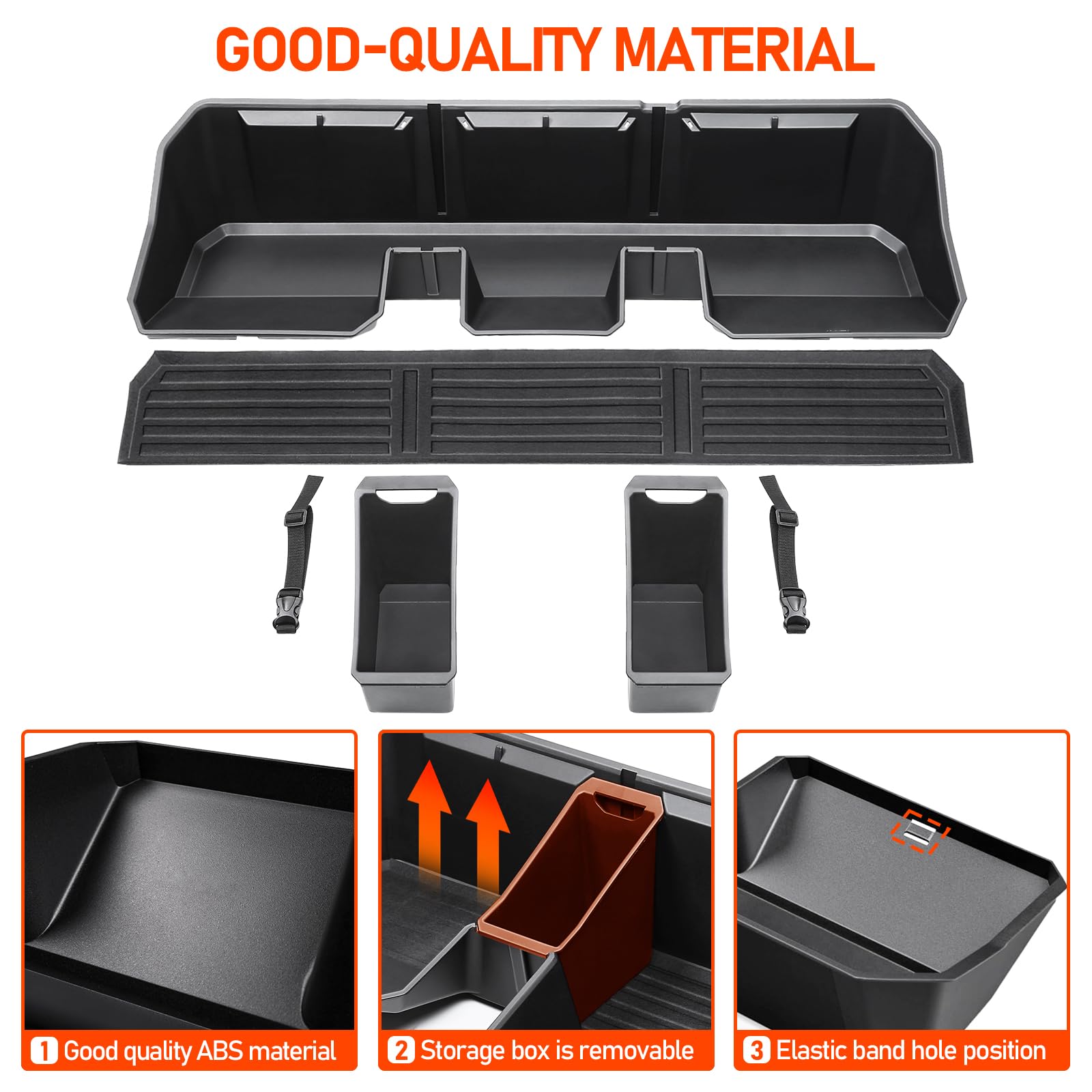 LEPZ Upgraded Rear Under Seat Storage Box Organizer for Tesla Cybertruck 2024 | Modular Second Row Cargo Tool Box | Perfect for Camping Gear, Tools & Truck Accessories Storage