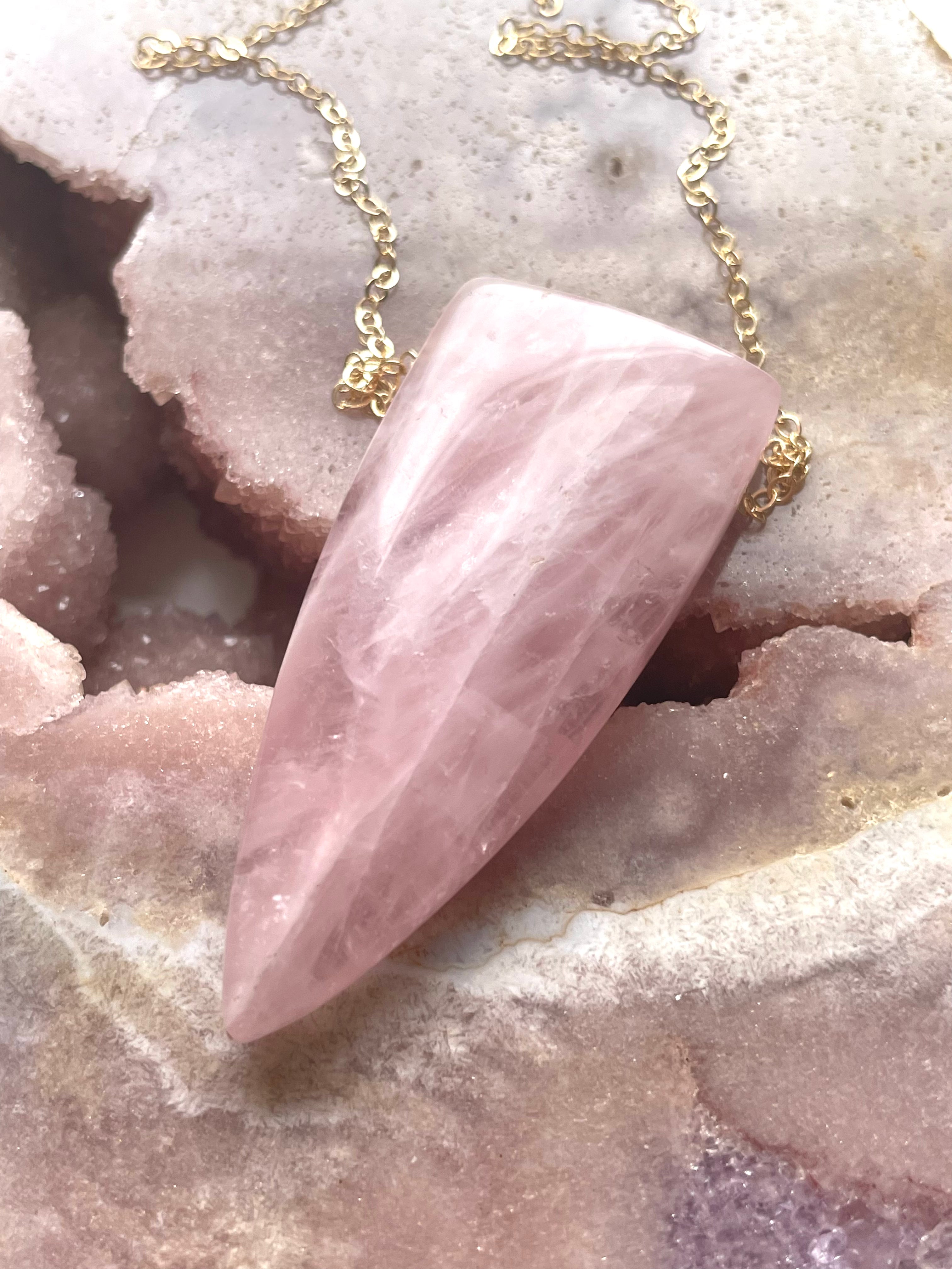Rose Quartz Dagger Necklace - 14K Gold Filled Pendant for Women, Healing Crystal Jewelry Gift for Protection & Love | Perfect for Meditation, Spiritual Healing & Everyday Wear