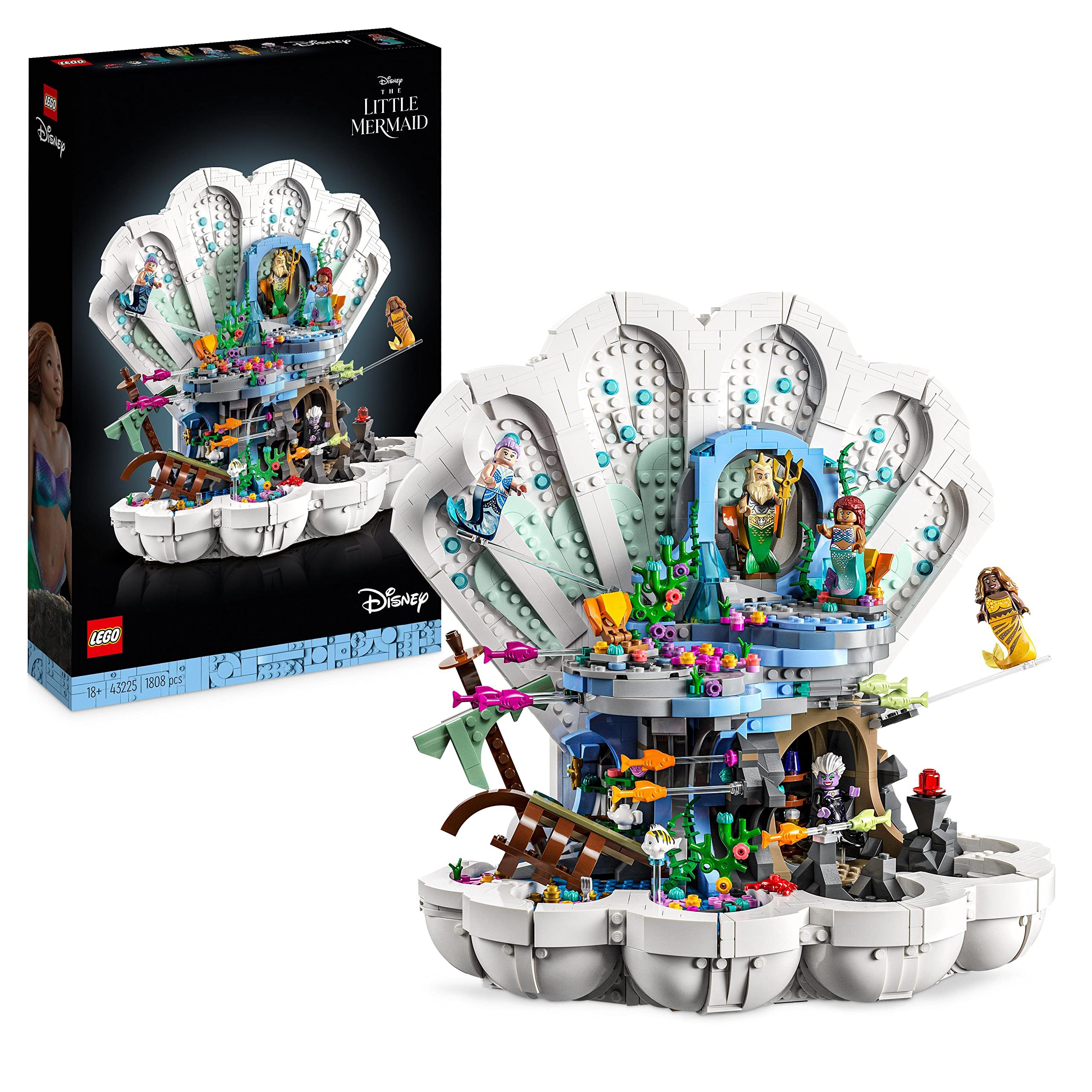 LEGO 43225 Disney The Little Mermaid Royal Clam Shell Building Set - Collectible Model with Mini Figures, Perfect Gift for Adults & Fans - Home Decor, Display Piece for Disney Enthusiasts