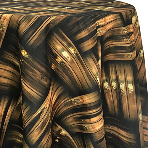 84-Inch Round Tablecloth - Premium Textile Gold Rings for Elegant Dining, Parties & Special Events | Washable & Wrinkle-Resistant