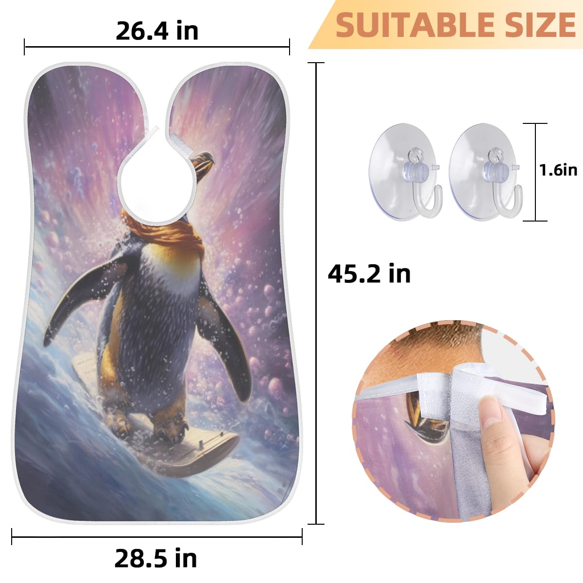 Men's Summer Penguin Ocean Beard Shaving Bib - Waterproof Makeup & Hair Dye Apron for Barbers, Stylists & DIY Grooming - Sink Hair Catcher & Beard Trimming Tool - Perfect for Home Salon, Barber Shops & Gift Giving
