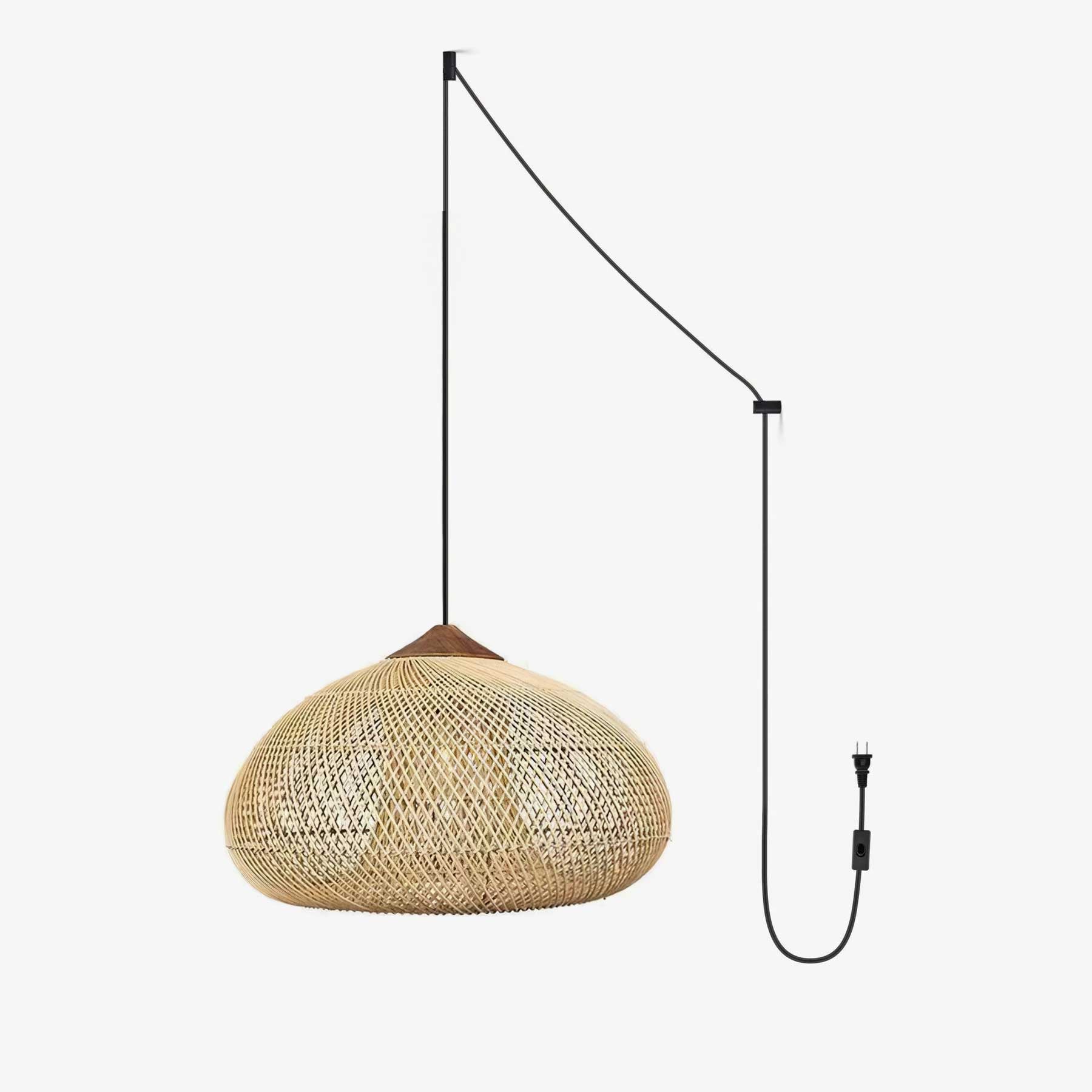Handwoven Rattan Pendant Light - Natural Boho Ceiling Lamp for Living Room, Bedroom, or Patio Decor