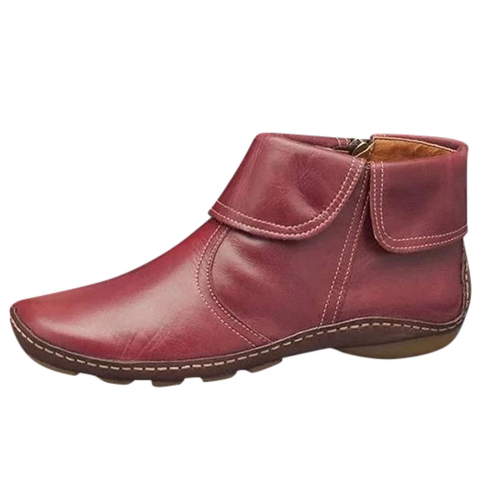 Women's Comfortable Arch Support Ankle Boots - Flat Heel Walking Booties for All-Day Wear - Perfect for Work, Travel & Casual Outfits
