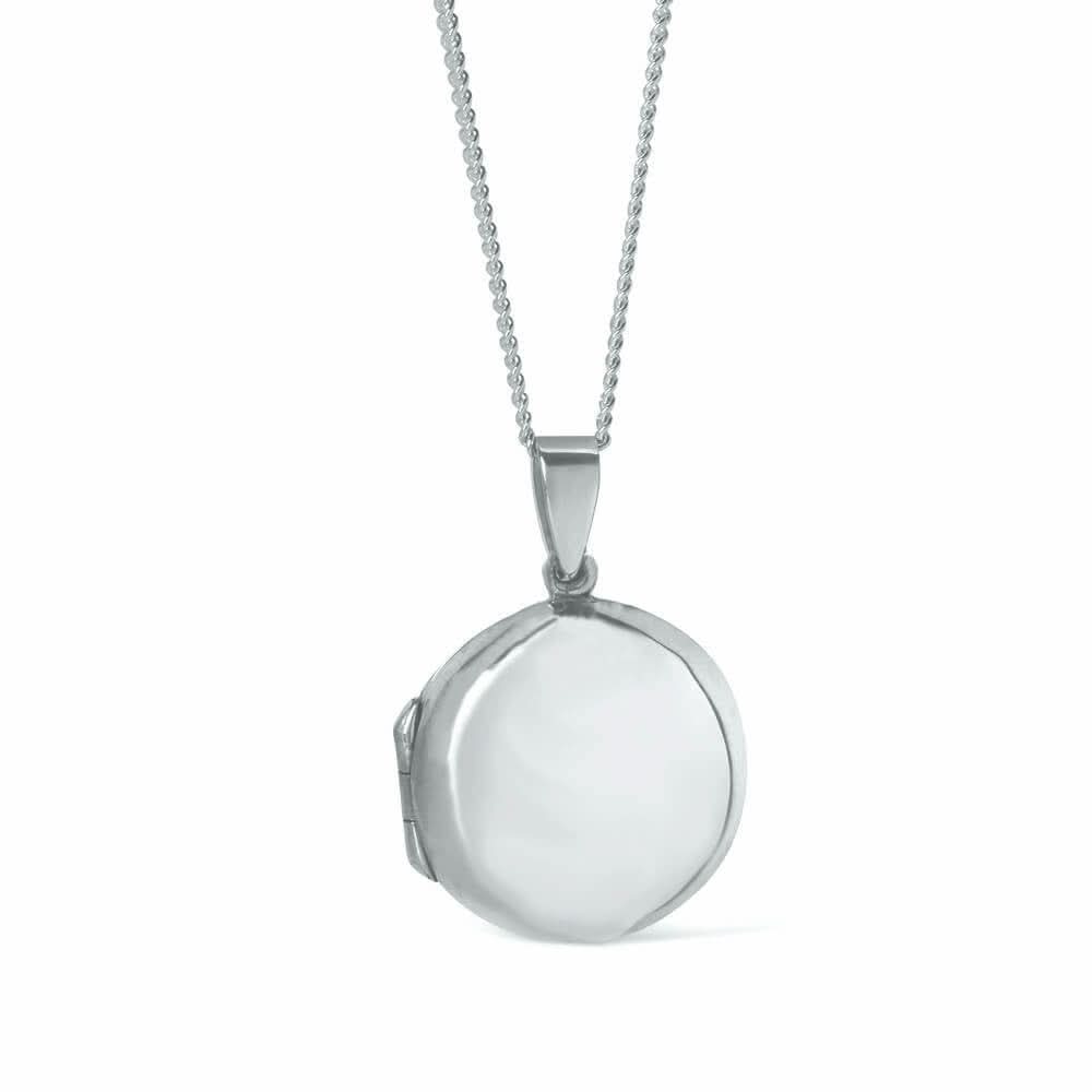 Men's Round Locket Necklace 925 Sterling Silver White Gold Plated - Perfect for Anniversary Gifts, Valentine's Day & Special Occasions
