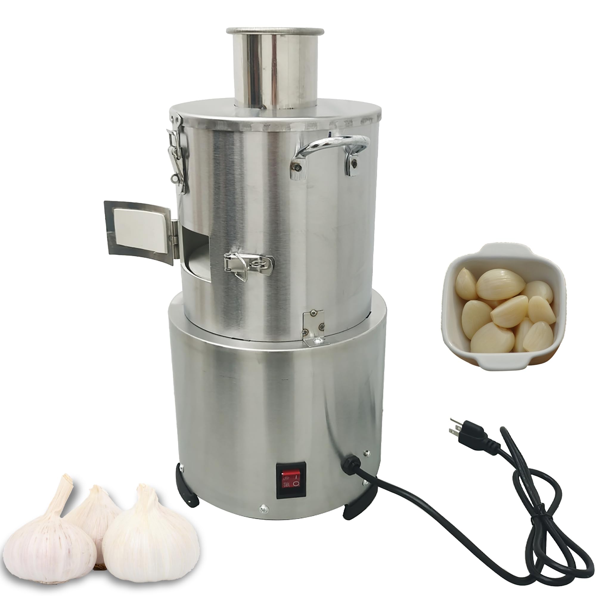INTSUPERMAI Commercial Electric Garlic Peeler Machine - 110V Stainless Steel Garlic Peeling & Separator - High Capacity 77lbs/h for Restaurants, Kitchens & Food Processing - Perfect for Bulk Garlic Peeling in Catering, Grocery Stores & Home Use
