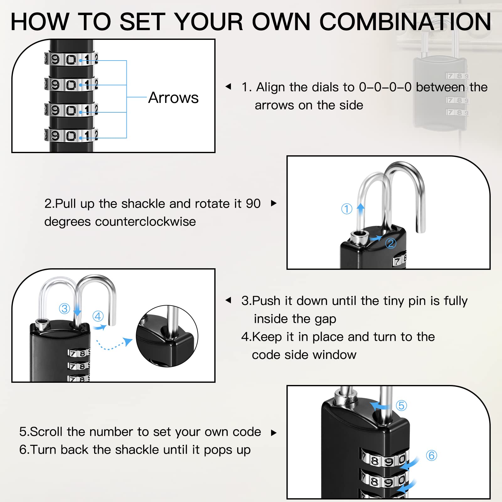20-Pack 4-Digit Combination Locks - Small Waterproof Travel Luggage Locks for Suitcases, Gym Lockers, Toolboxes & Storage - Outdoor Security Padlocks for Travel, Home & Office Use