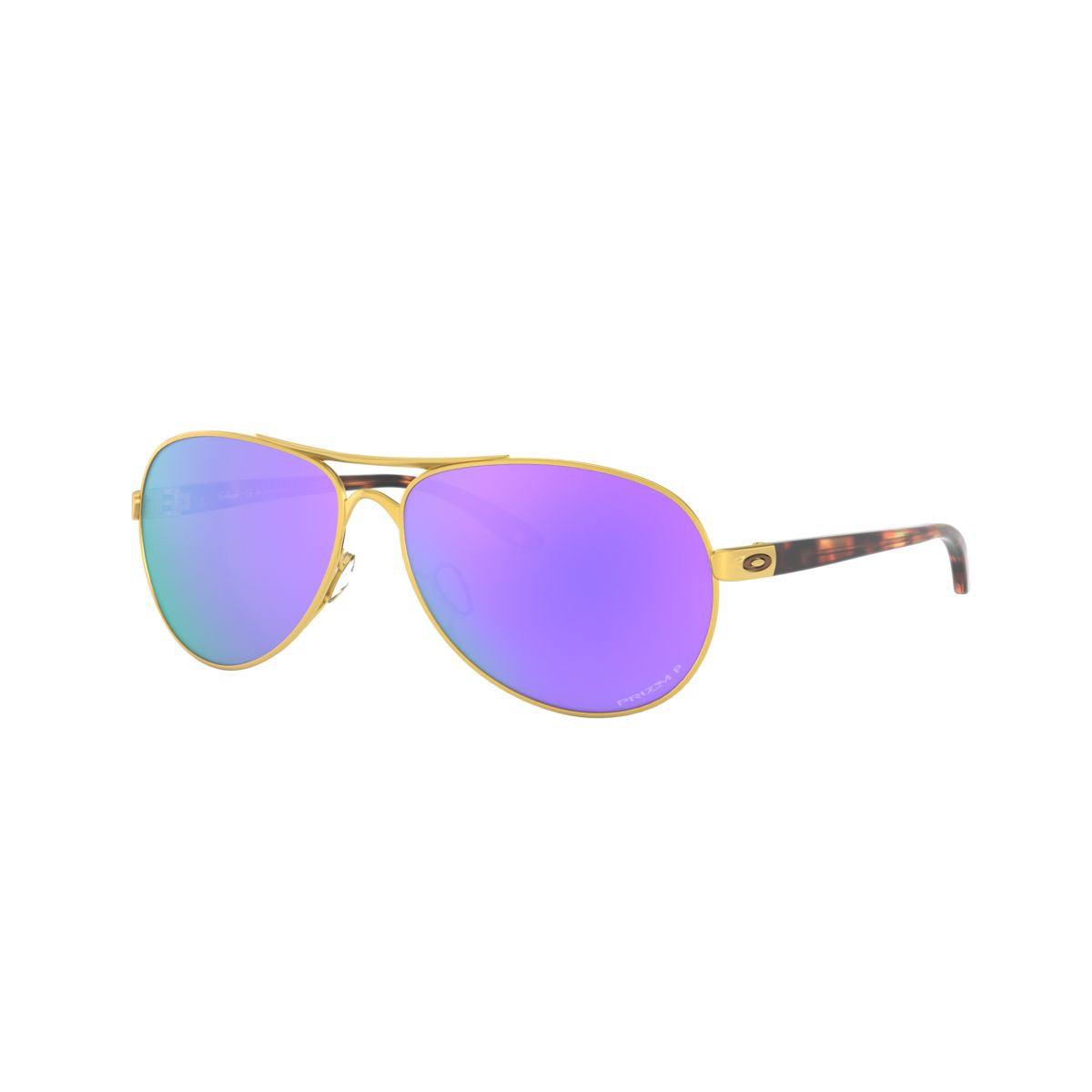 Oakley Feedback Satin Gold/Prizm Violet Polarized Sunglasses 0OO4079 407939 - Stylish UV Protection for Outdoor Sports & Driving