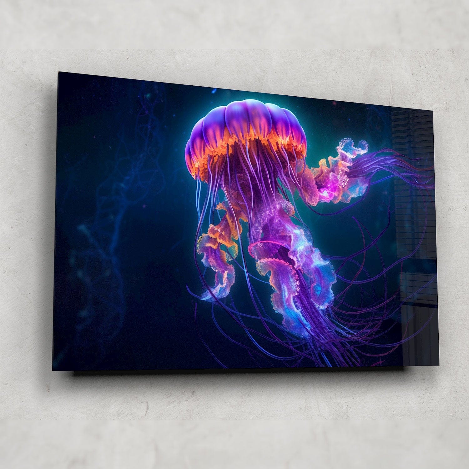Jellyfish Tempered Glass Wall Art - Modern Ocean-Themed Decor for Living Room, Bedroom & Office
