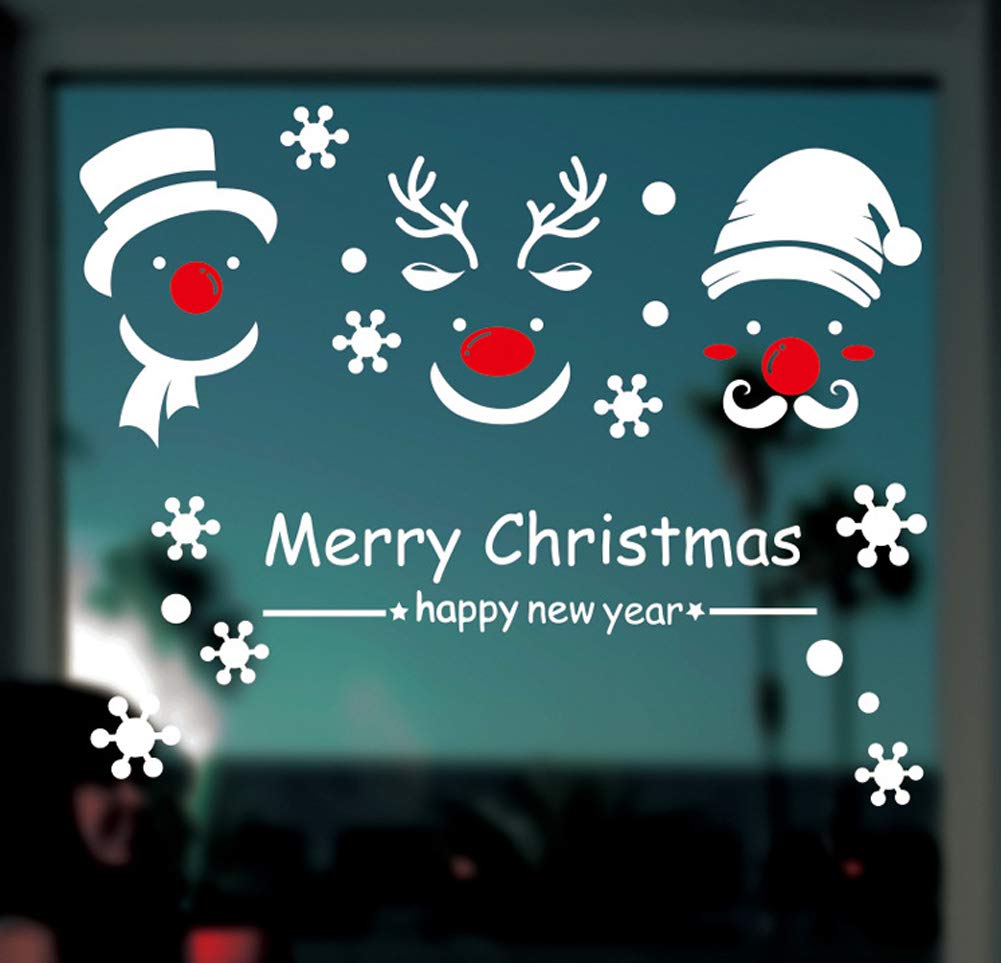 Christmas Window Stickers - Santa Claus Snowflakes Snowman Deer Removable Vinyl DIY Decals for Wall, Window & Door Decor | Holiday Home & Office Decorations