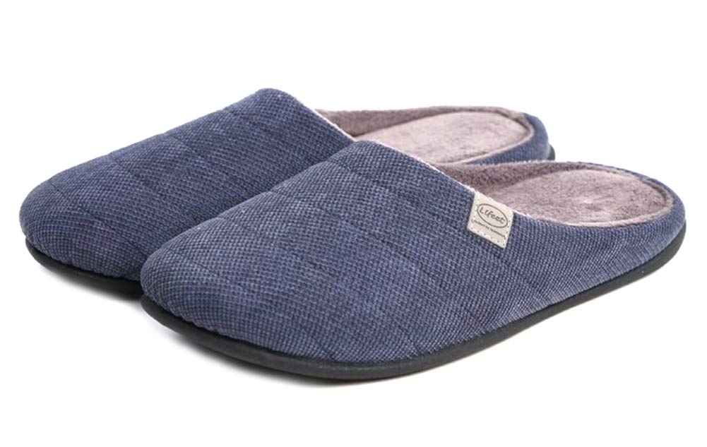 Happy Lily Men's Slip-On Slippers - Anti-Slip Memory Foam House Shoes with Arch Support - Comfortable Indoor/Outdoor Mule Sandals for Winter, Lounge & Home Use